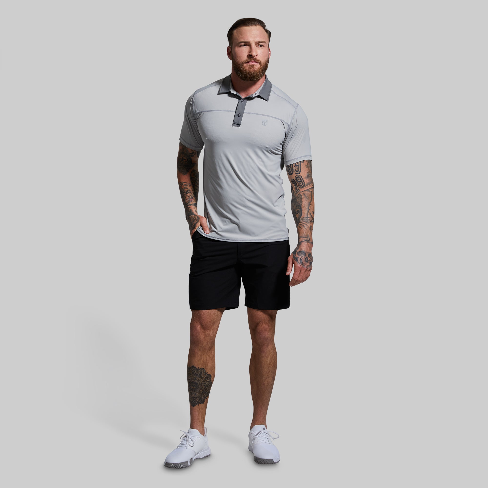 Men's Performance Tek Polo Shirt - Moisture Wicking, Breathable, UV Protection (Paloma Grey) - Perfect for Golf, Tennis & Casual Wear