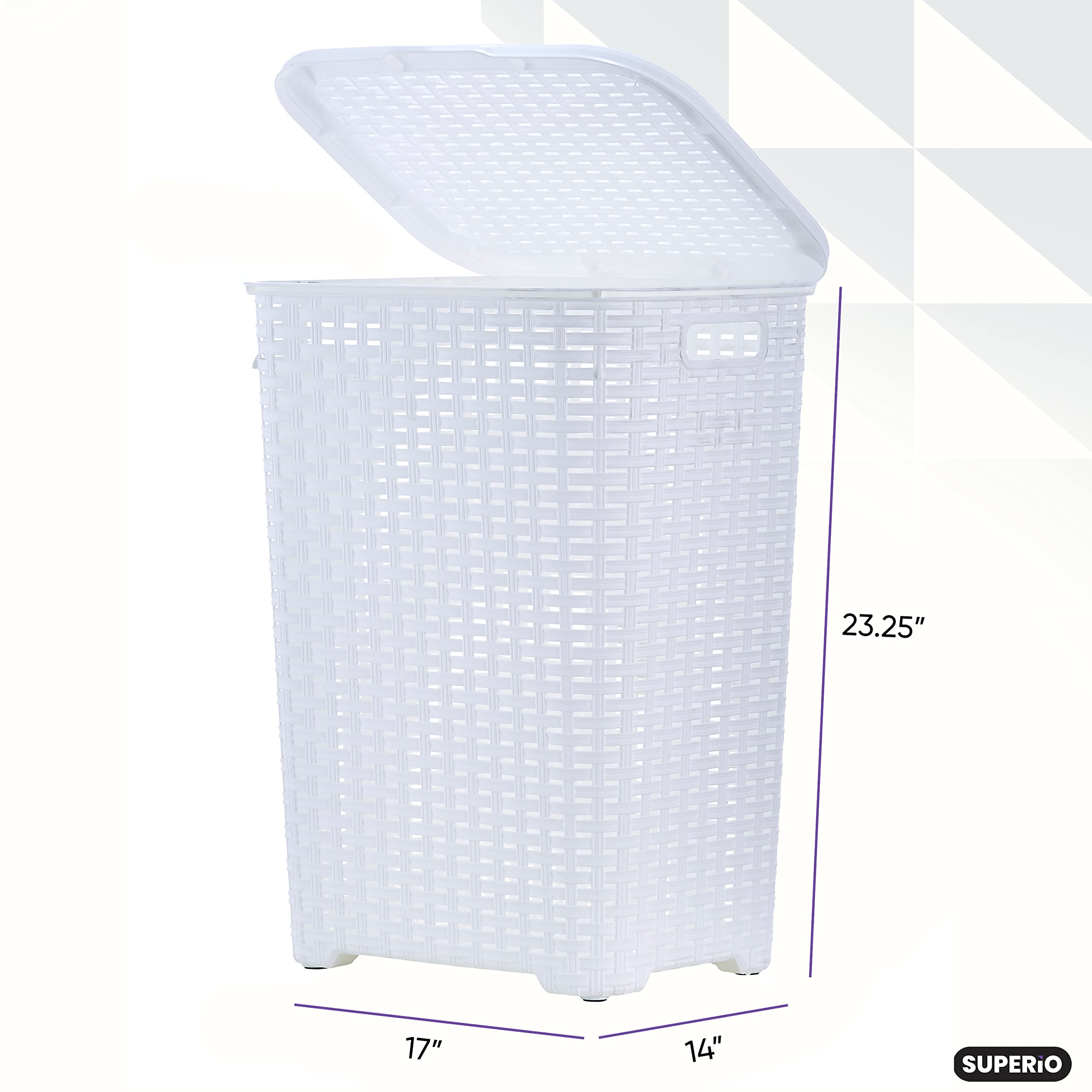 Premium Rattan Laundry Hamper and Basket Set - Wicker Style with White Base & Black Trim - Perfect for Bedroom, Bathroom, and Closet Organization