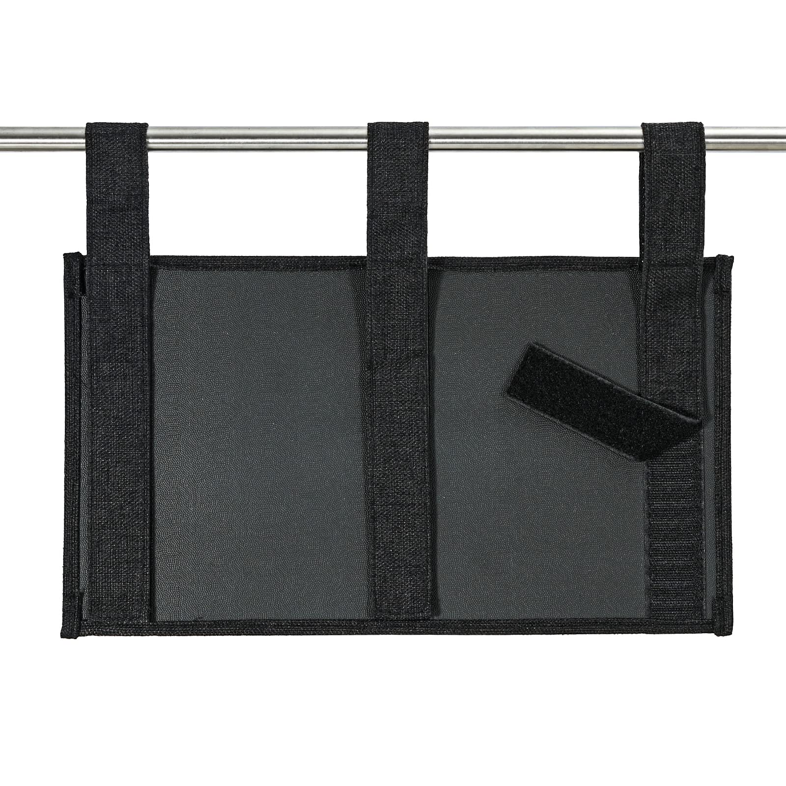 Linen Bedside Caddy with 5 Pockets - Black Bedside Storage Organizer for Hospital Beds, College Dorm Rooms & Baby Cribs | Perfect for Holding Books, Phones, Remote Controls & Essentials