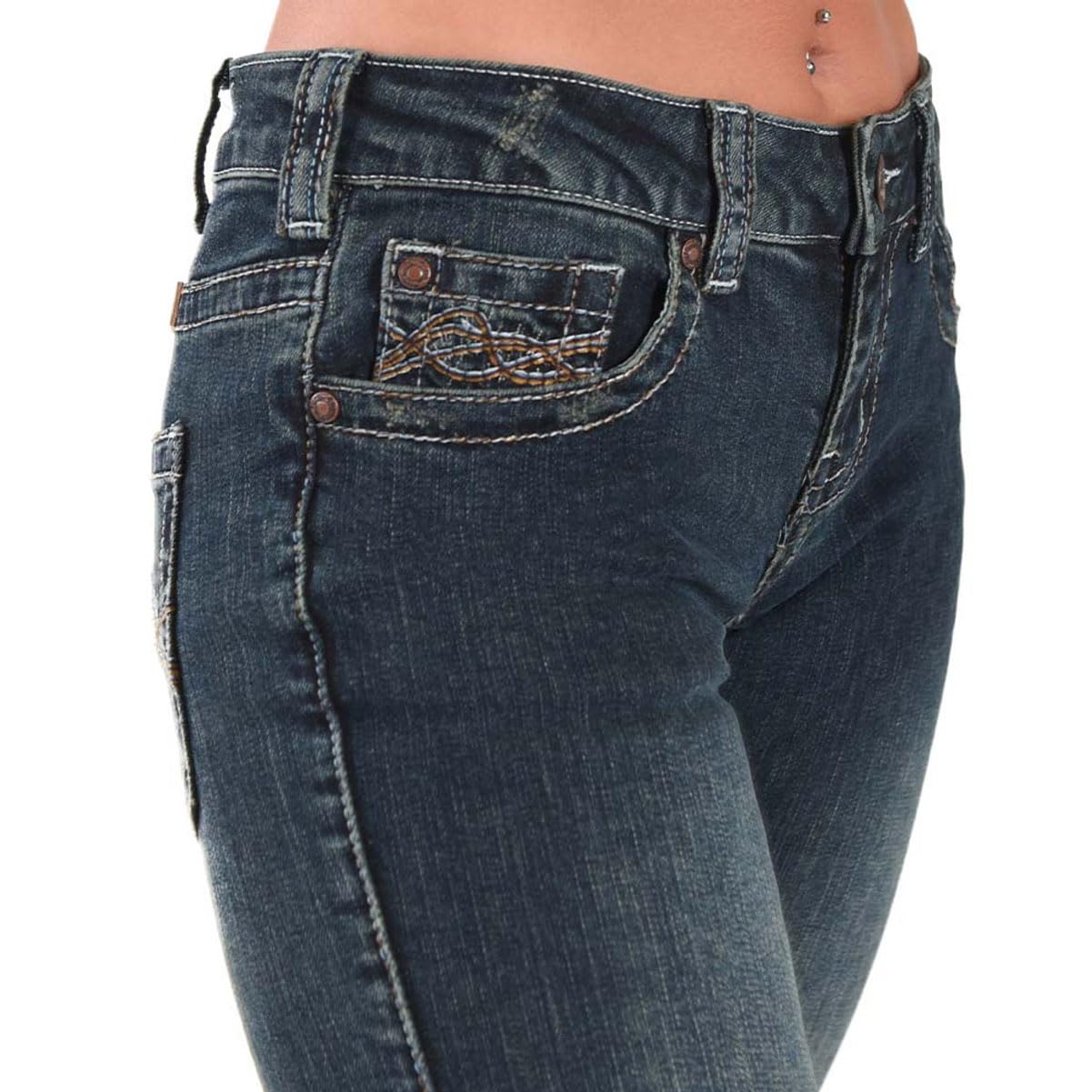Cowgirl Tuff Women's Dark Wash Denim Jeans - High Waisted Bootcut Jeans for Western Riding & Country Style Fashion | Comfortable Stretch Jeans for Rodeo, Horseback Riding & Casual Wear