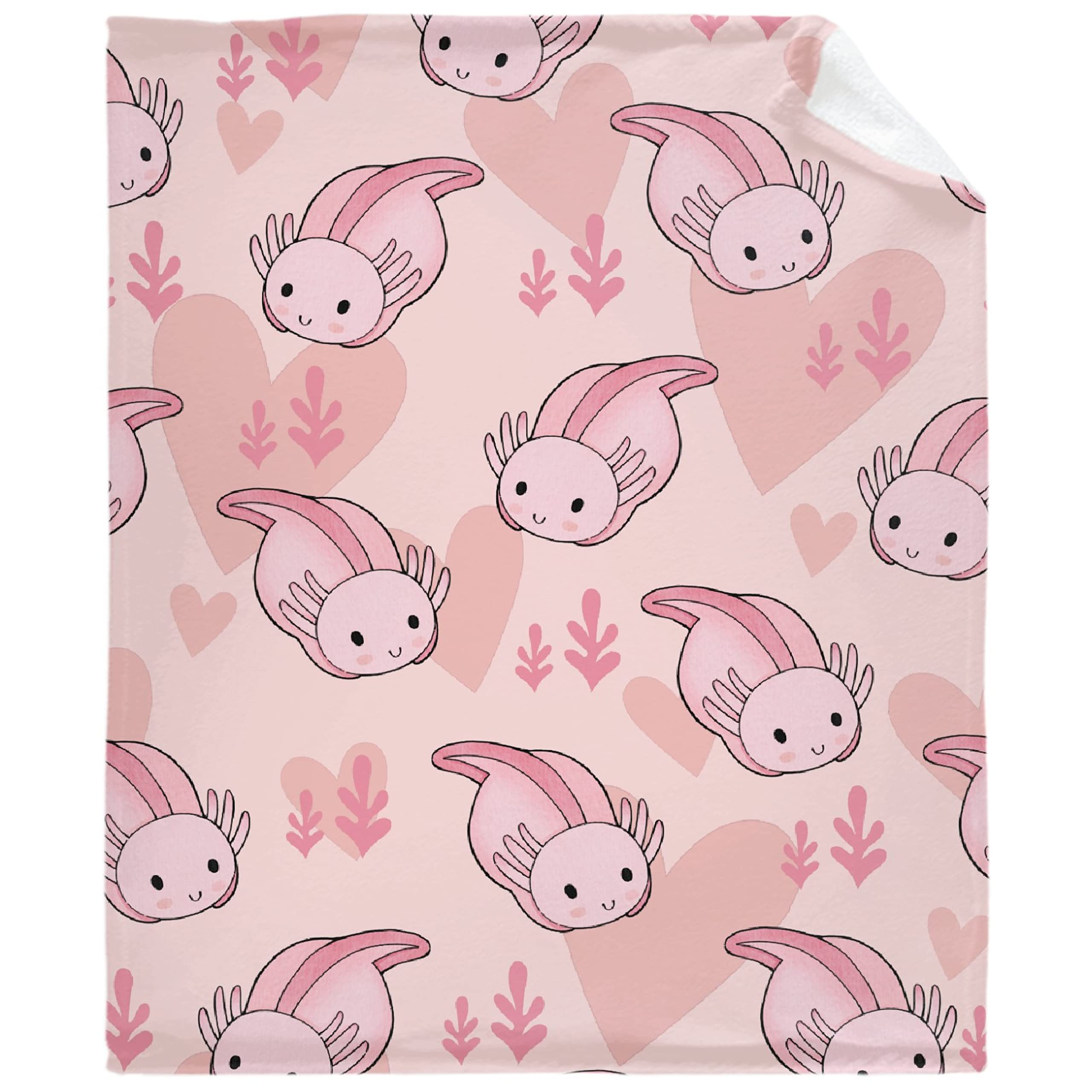 Soft Flannel Fleece Axolotl Blanket - XL 120x90 Inch Plush Lightweight Cozy Throw for Couch, Sofa & Bed | Perfect Gift for Family & Friends | Great for Snuggling, Lounging & Home Decor