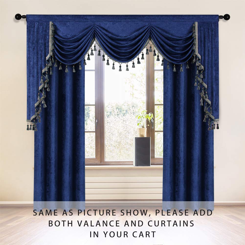 ELKCA Double-Sided Chenille Window Curtains - Royal Blue Blackout Curtains for Living Room & Bedroom - 52
