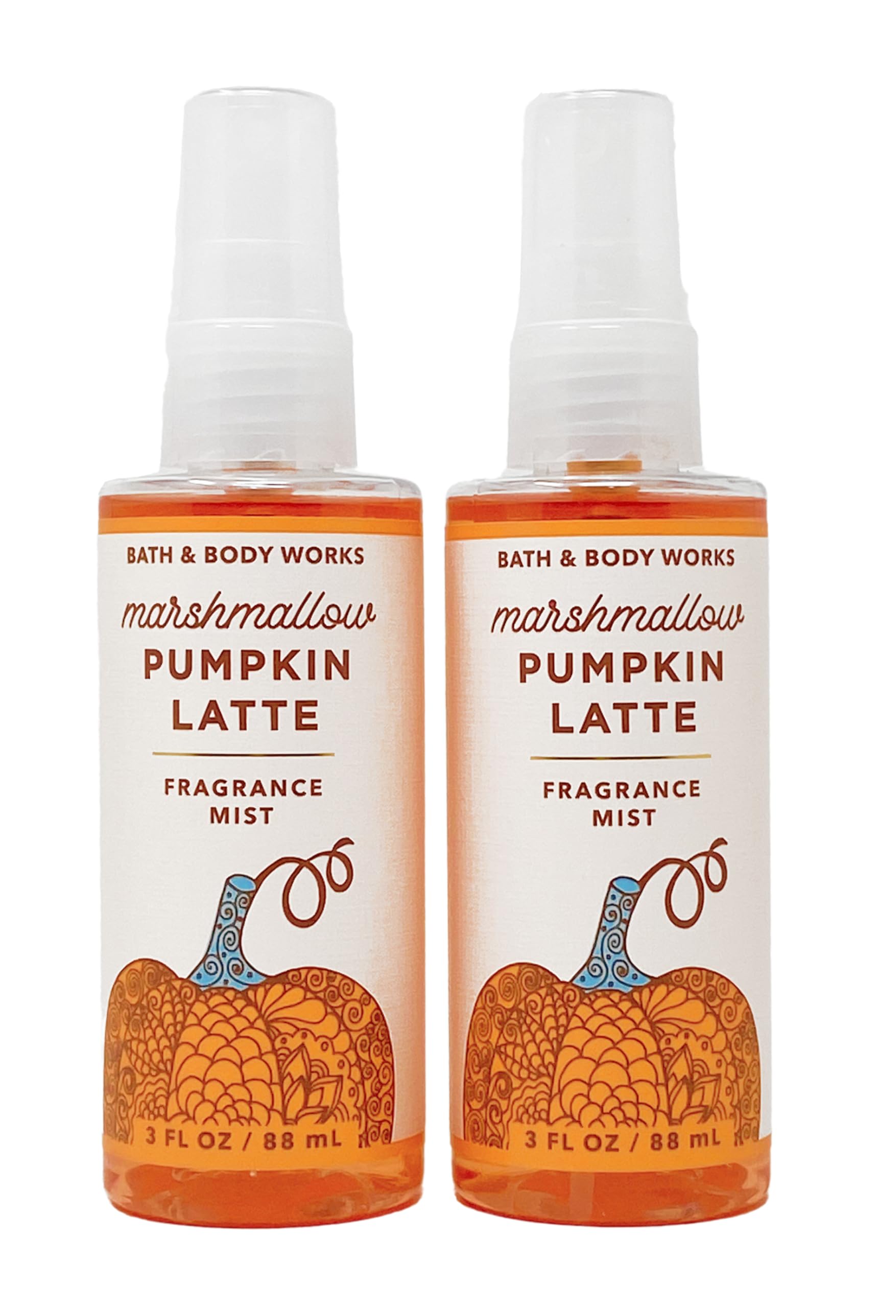 Bath & Body Works Marshmallow Pumpkin Latte Fragrance Mist - 2 Pack Travel Size Body Spray for Women - Perfect for Fall Season, Travel & Everyday Use