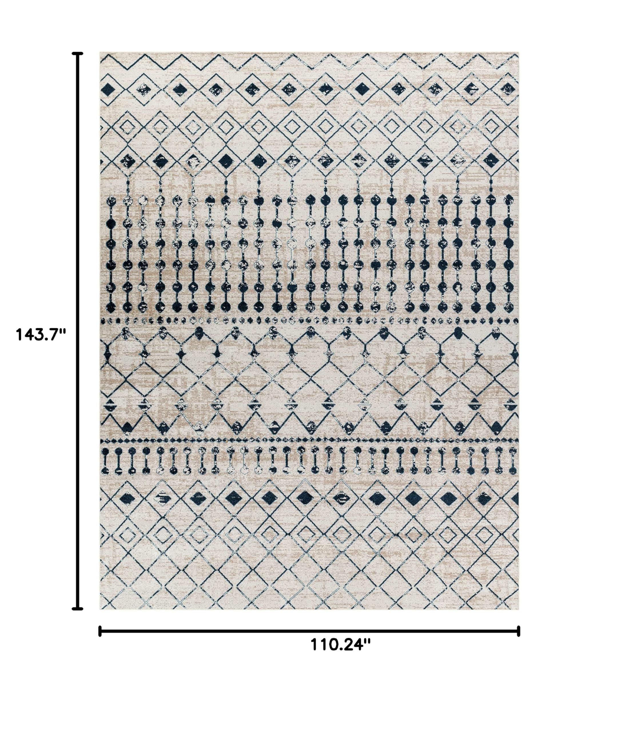 Hauteloom Modderfontein Machine Washable Area Rug - Blue & Beige 9'3