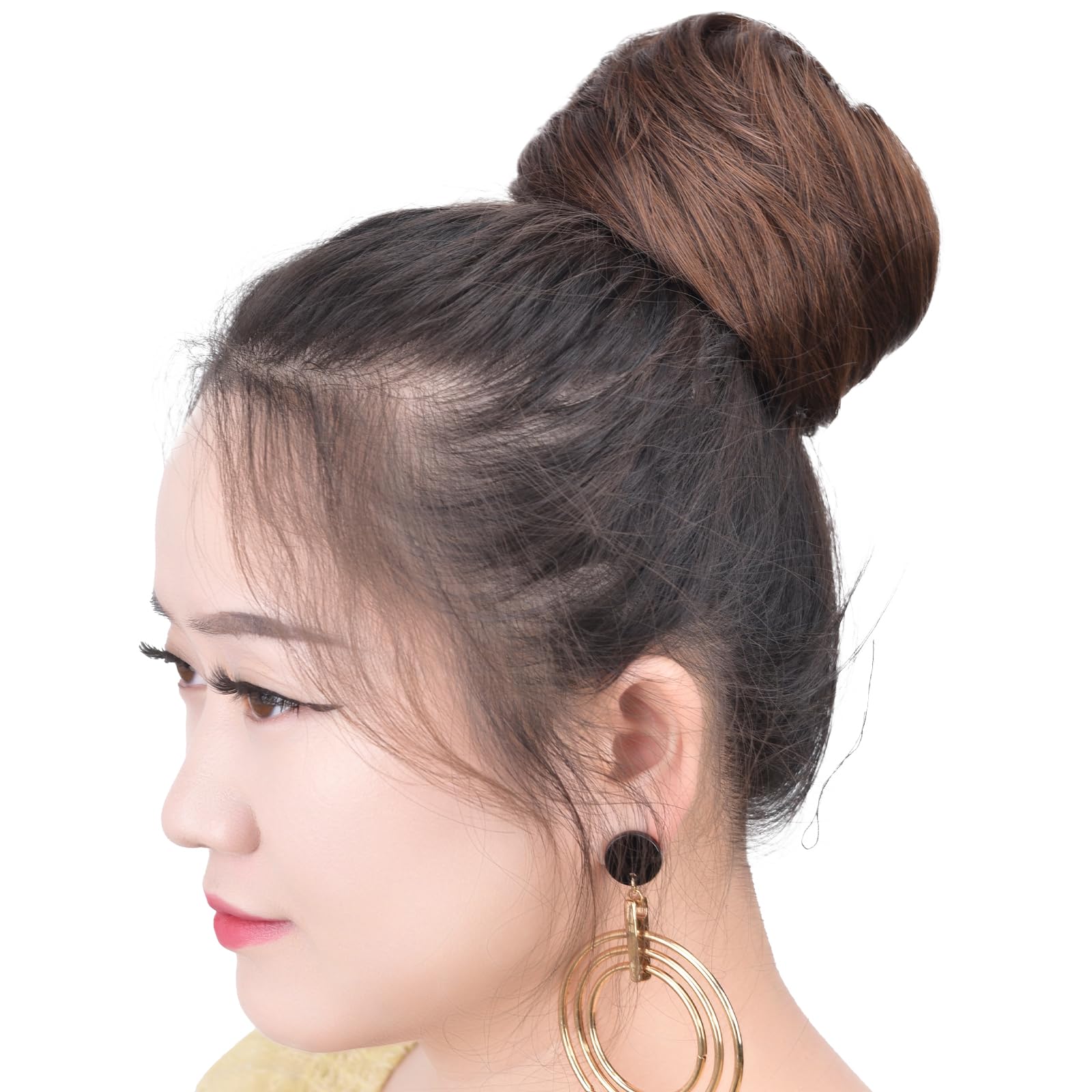 2PCS Brown Fake Hair Buns for Women & Girls - Perfect for Workplace, Bridal, Wedding & Updo Hairstyles - Natural-Looking Hairpiece Accessories
