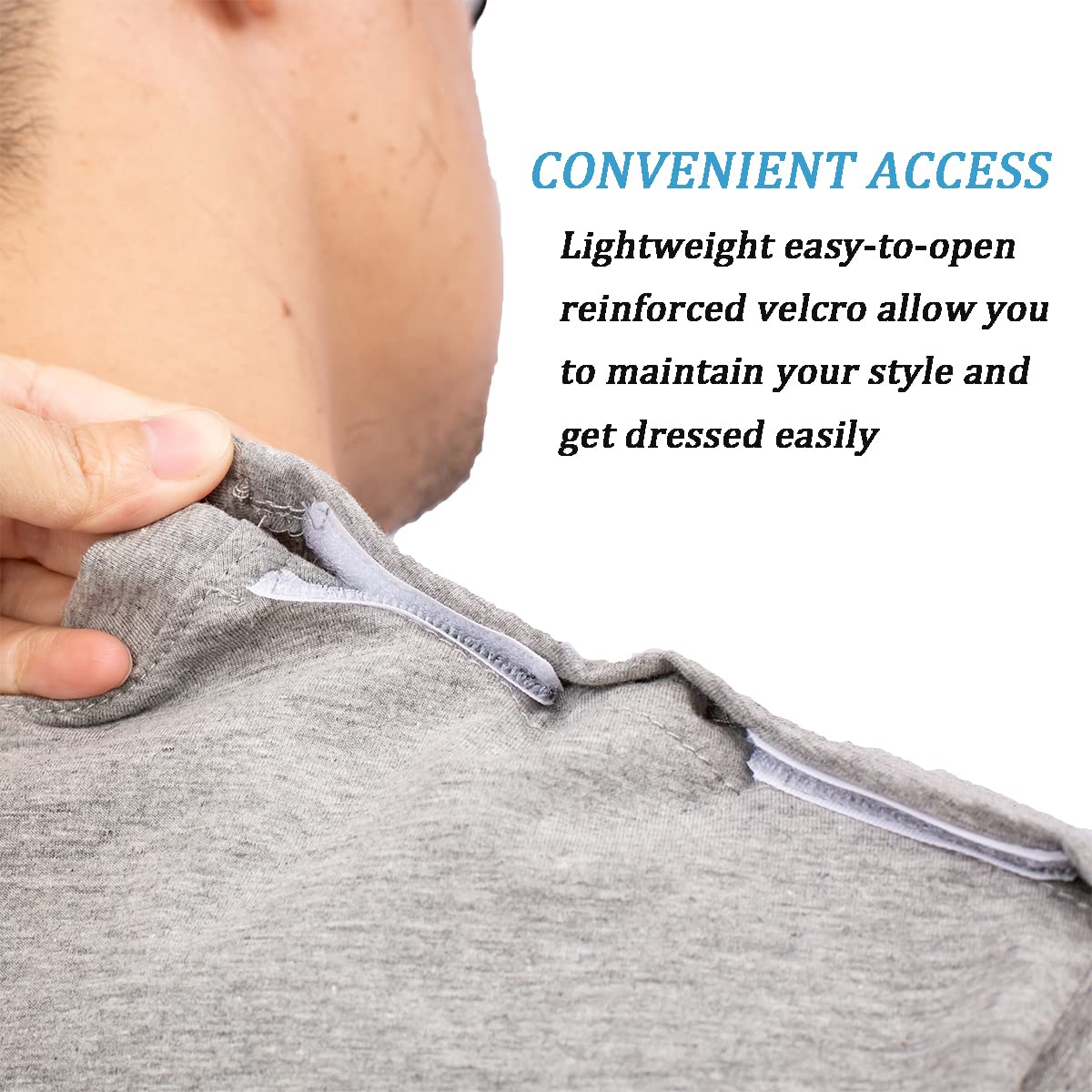 Post Shoulder Surgery Shirt for Men & Women - Easy On/Off Rehab Shirt with Stick-On Fasteners - Comfortable Recovery Clothing (Medium, Gray) - Ideal for Shoulder Replacement, Rotator Cuff Repair & Physical Therapy