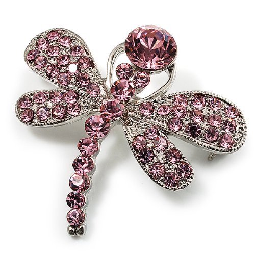 Elegant Small Pink Crystal Butterfly Brooch Pin - Silver Tone Jewelry for Women, Girls - Perfect for Dresses, Blazers, Hats & Gift Giving