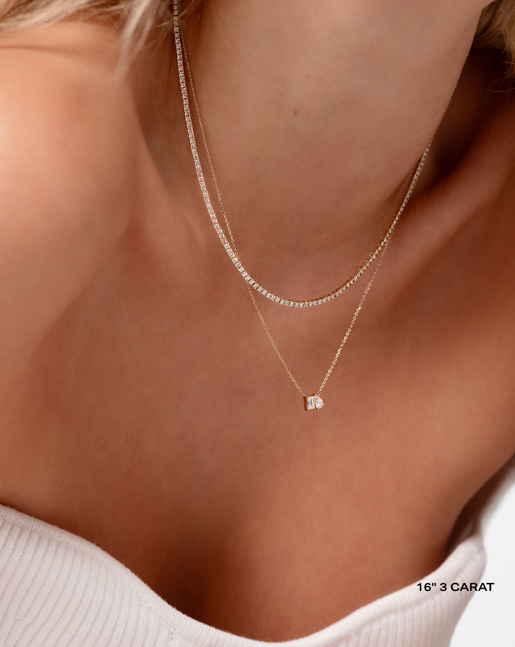 Elegant Classic Diamond Tennis Necklace for Women - 14K White Gold Dainty Chain Necklace - Perfect for Weddings, Parties & Special Occasions