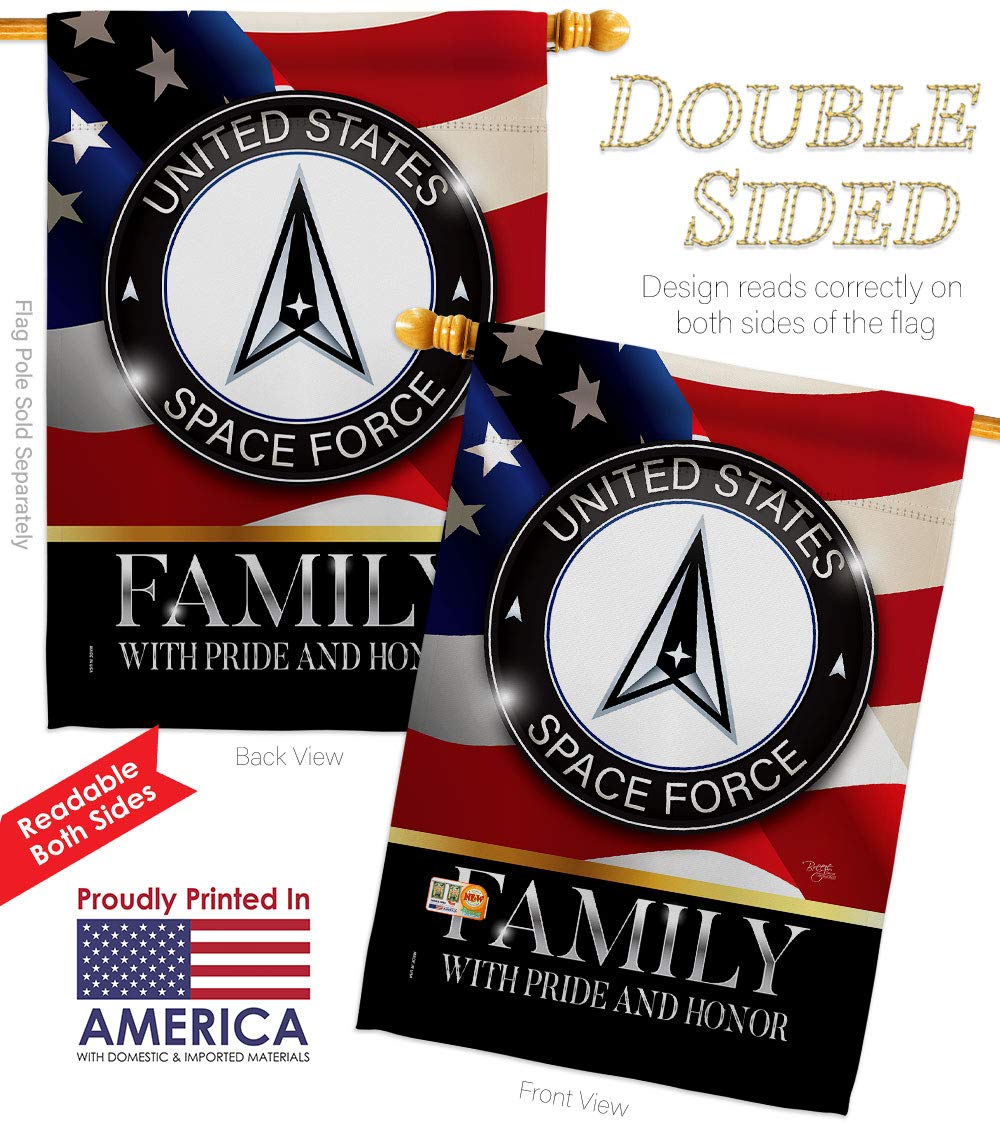 US Space Force Family Honor Garden House Flags Kit - Armed Forces USSF Military Yard Banner - Double-Sided 28
