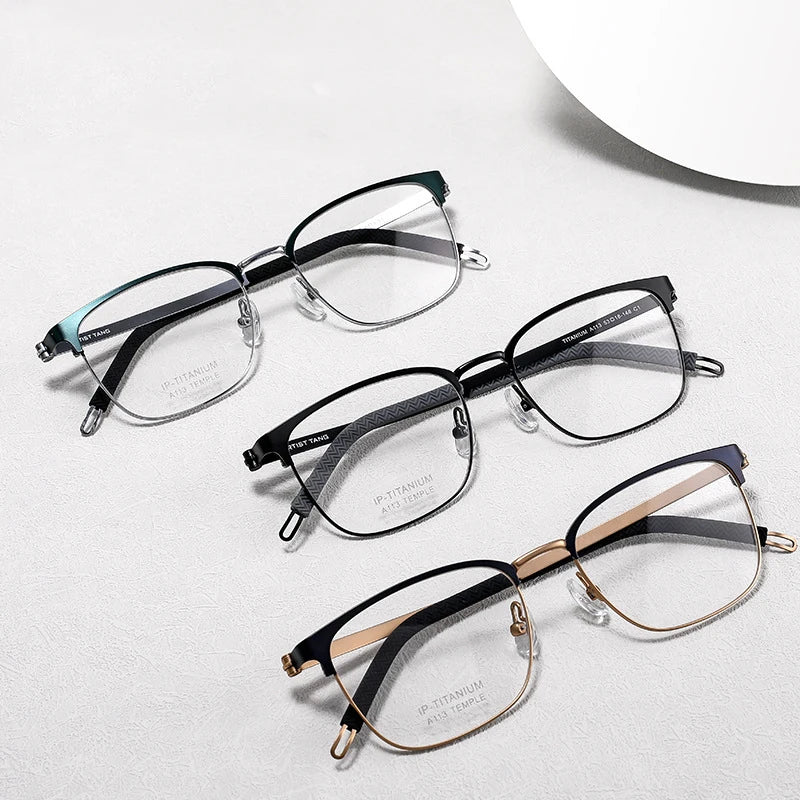 Bclear Unisex Full Rim Square Titanium Eyeglasses A113 - Lightweight Durable Frame for Men & Women - Perfect for Reading, Work & Everyday Wear