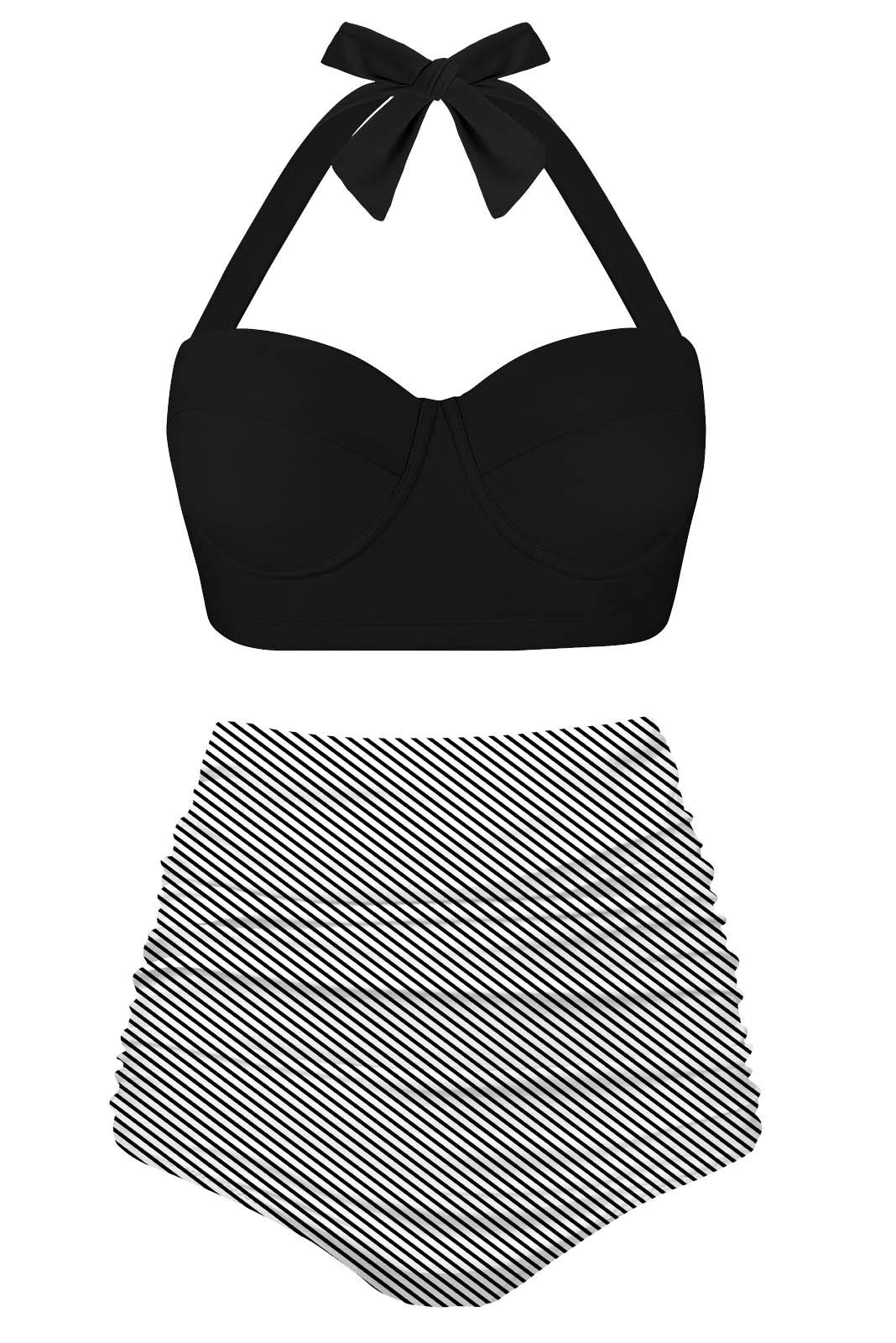 Angerella Women's Vintage Polka Dot High Waisted Bikini Set - Retro Swimwear for Beach, Pool & Summer Vacations