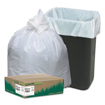 Eco-Friendly Recycled Tall Kitchen Trash Bags 13-16 Gallon, 8 Mil Thick, 24 x 33 Inches, White - 150 Bags per Box (4 Boxes) - Heavy Duty Garbage Bags for Home, Office & Commercial Use