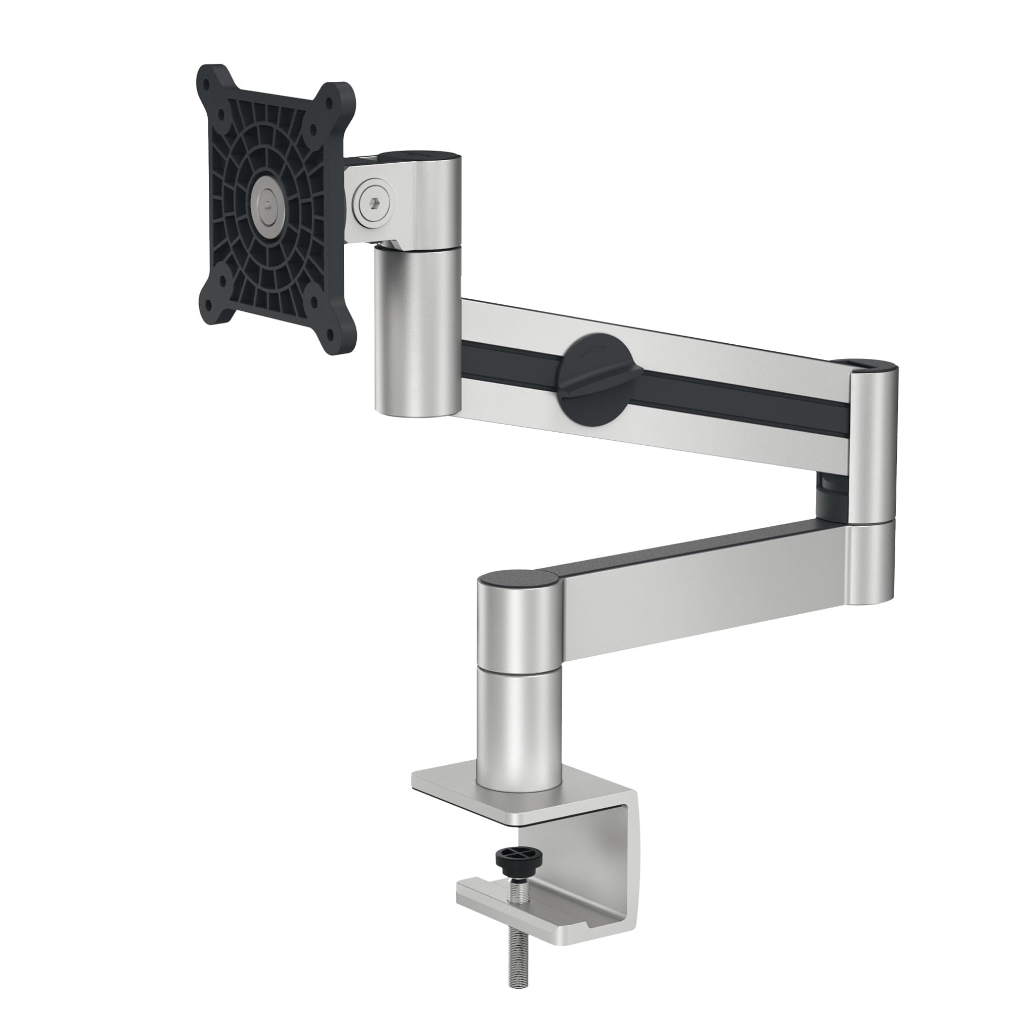Durable Single Monitor Mount Stand with Clamp - VESA 75/100 Compatible for 21-27 Inch Screens - Height Adjustable, Rotate & Tilt Ergonomic Desk Mount - Perfect for Home Office, Gaming Setup and Workspace Organization