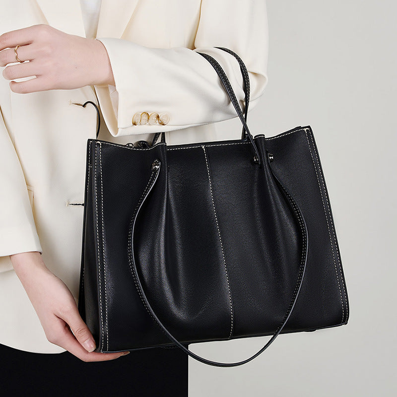Premium Genuine Leather Large Capacity Tote Bag for Women - Stylish Shoulder Bag for Work, Travel & Everyday Use