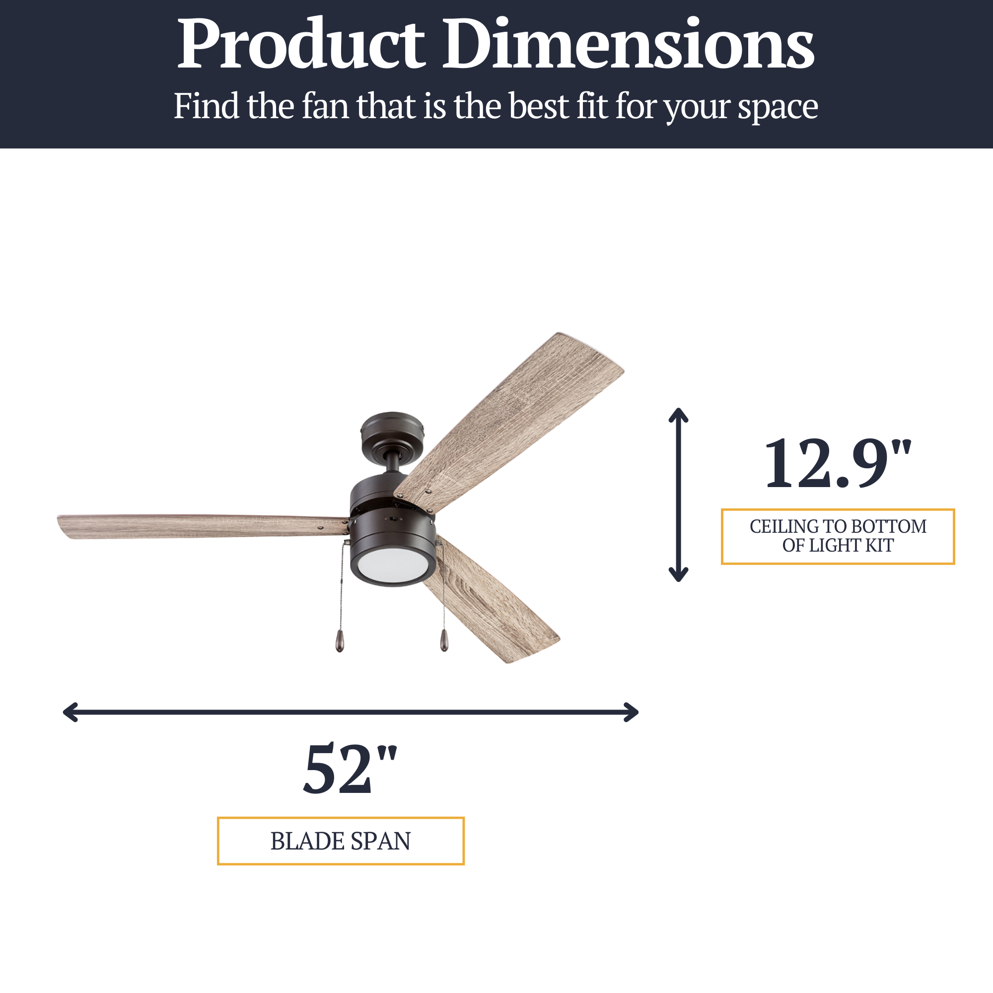 52 Inch Madrona Ceiling Fan with Espresso Bronze Finish & Pull Chain - Perfect for Living Room, Bedroom, and Outdoor Patio Cooling