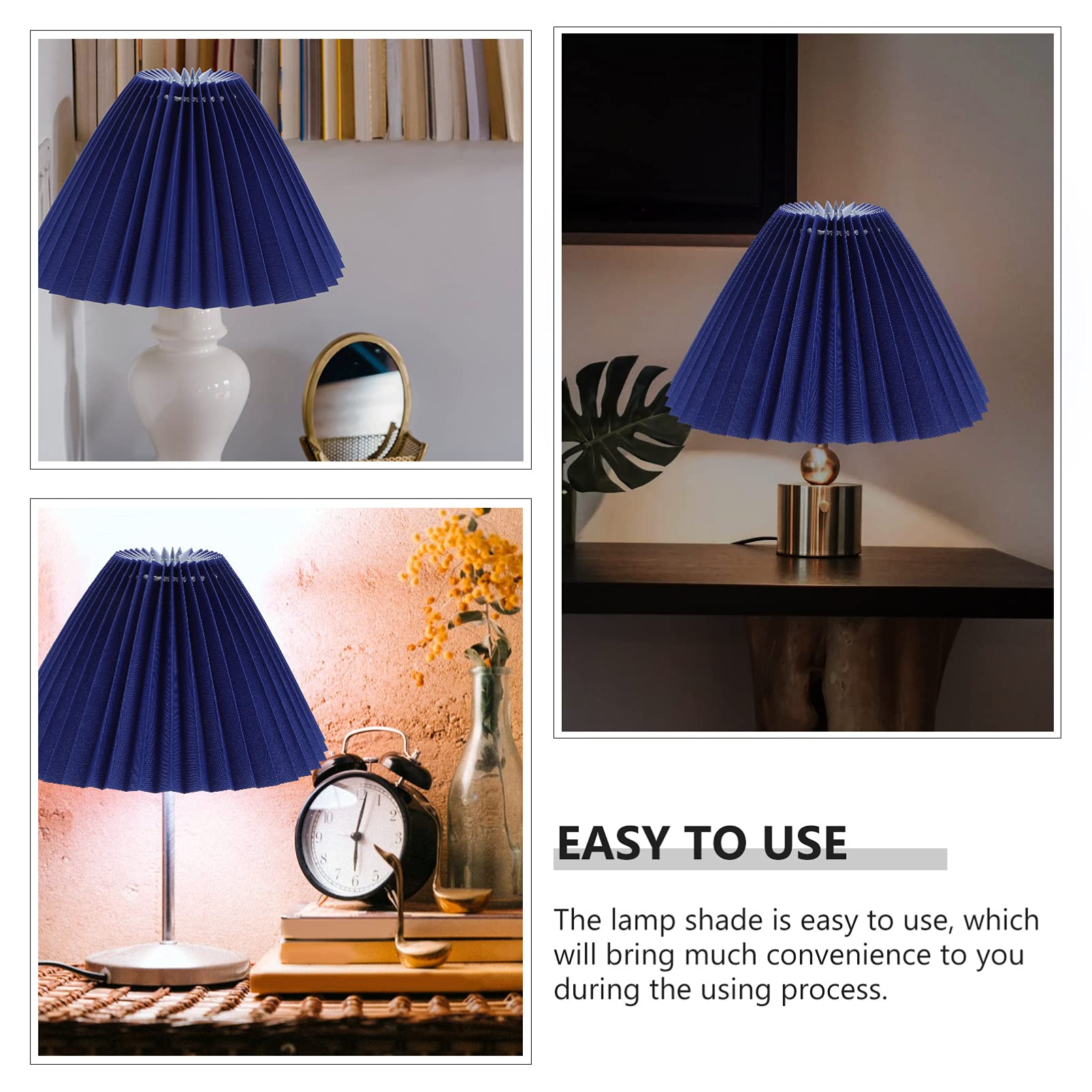 Mobestech Mushroom Lamp Shade - E27 Clip On Pleated Eggshell Fabric Replacement Cover for Table, Wall & Floor Lamps - Blue Chandelier Protector - Perfect for Bedroom, Living Room & Nursery Decor