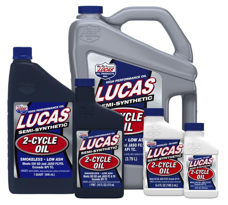 Lucas Oil Semi-Synthetic 2-Stroke High Performance Racing Motor Oil - 6.4 oz Bottle for Dirt Bikes, ATVs & Motorcycles - High Temp Engine Protection