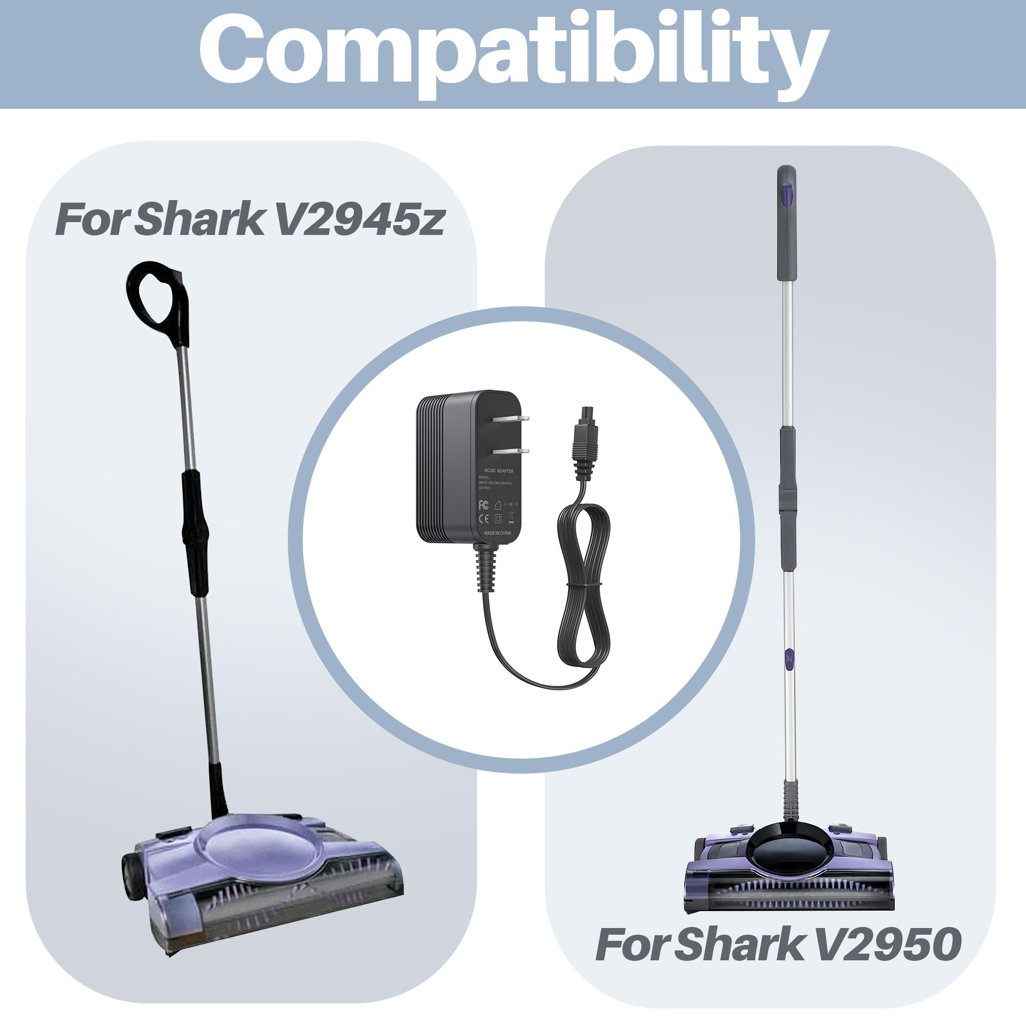 Shark Vacuum Replacement Charger Cord Compatible with Shark V2945Z, XA2950, V2950, YLS0041T110025 Models - Durable Power Supply for Shark Cordless Vacuums - Perfect for Home Cleaning & Pet Hair Removal