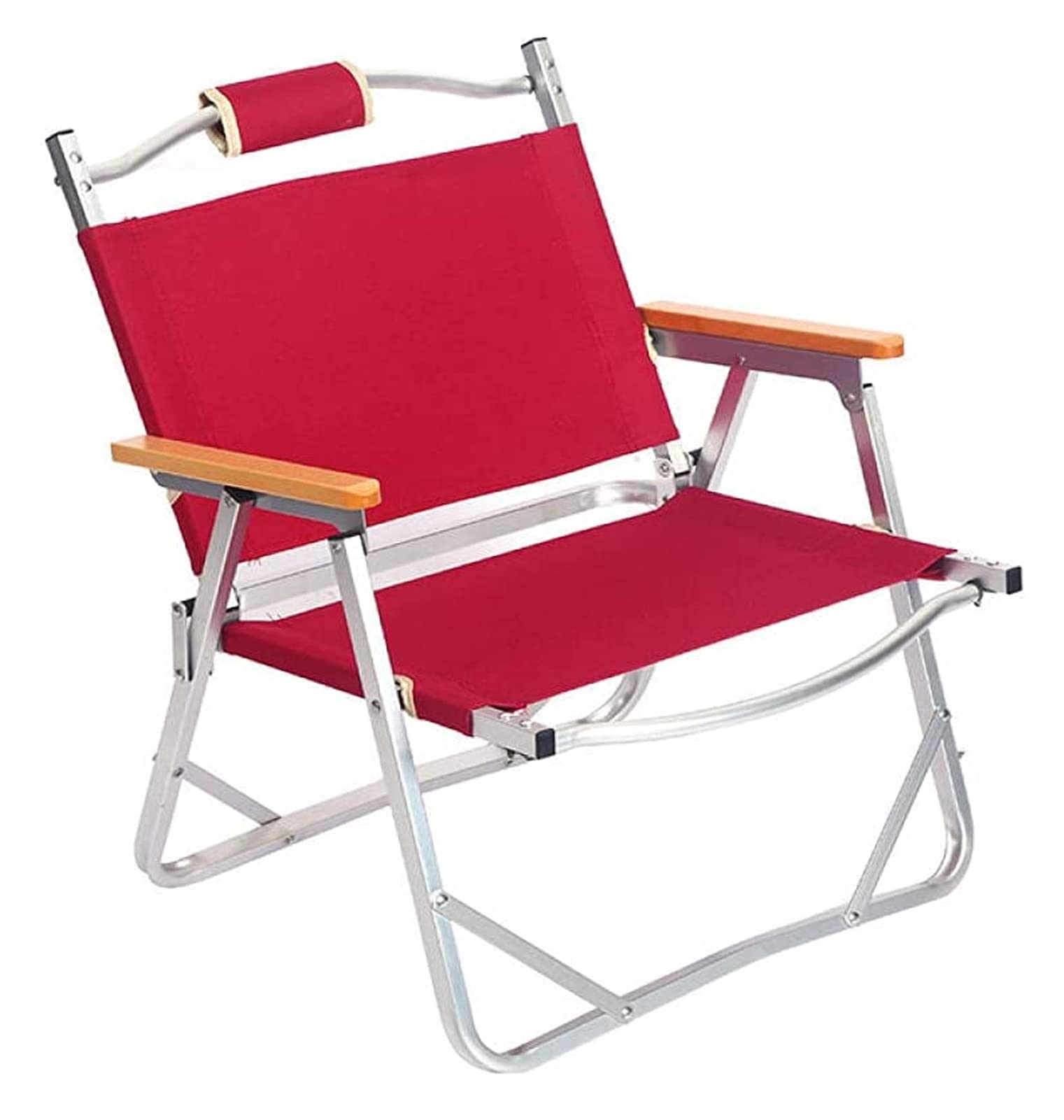 ZHJ Portable Folding Beach Chair - Lightweight Aluminum Alloy Frame, Adjustable Backrest for Outdoor Camping, Fishing, Picnics, Backyard Relaxation (Red) - Perfect for Beach Vacations, Park Outings and Backyard BBQs