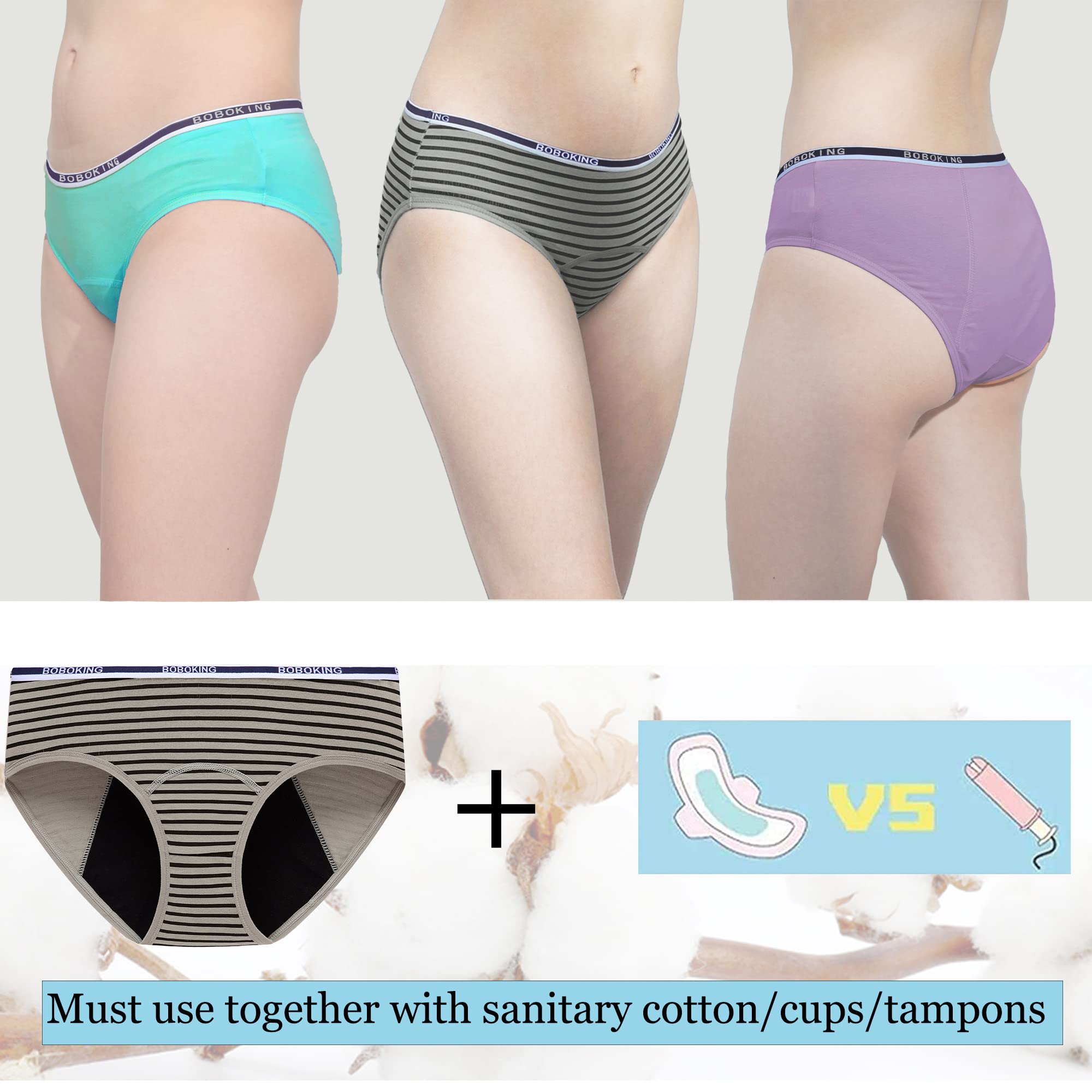 Boboking Teen Girls Cotton Period Panties - Big Girls Breathable Underwear for Women - Soft, Leak-Proof & Comfortable for School, Sports & Daily Wear
