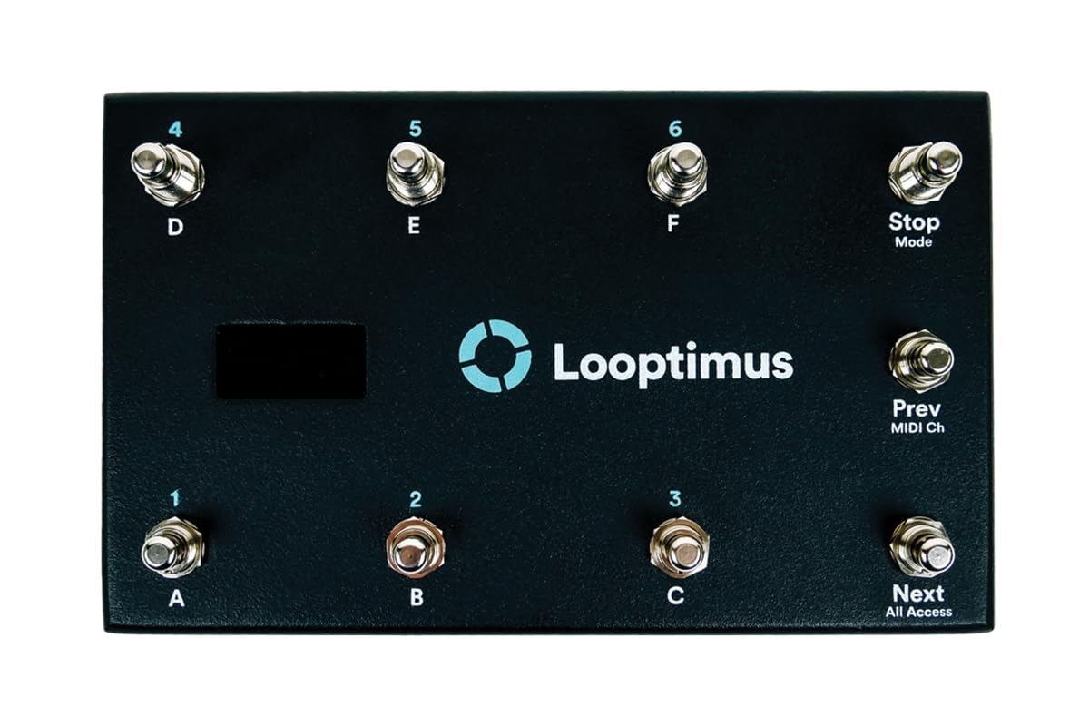 Looptimus USB MIDI Foot Controller for Guitar & Bass - Hands-Free Music Pedal for Live Performances & Studio Recording