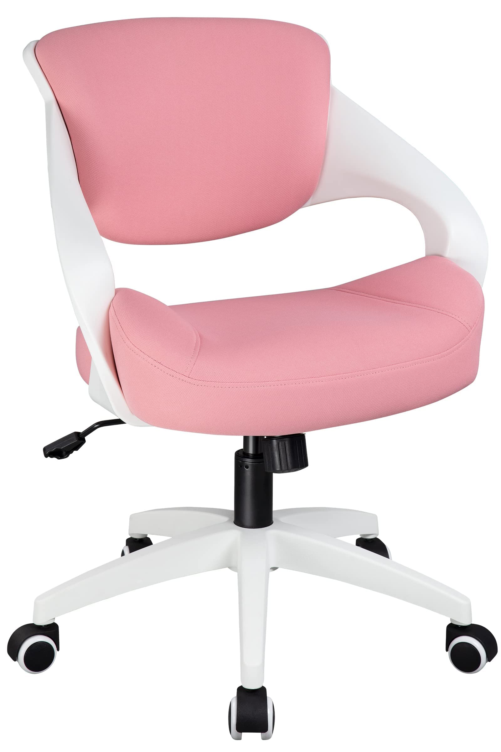 BOJUZIJA Ergonomic Office Chair with Lumbar Support - Adjustable Height, Swivel & Rolling Computer Desk Chair for Home & Office Use (Pink) - Perfect for Long Work Hours, Gaming & Study Sessions