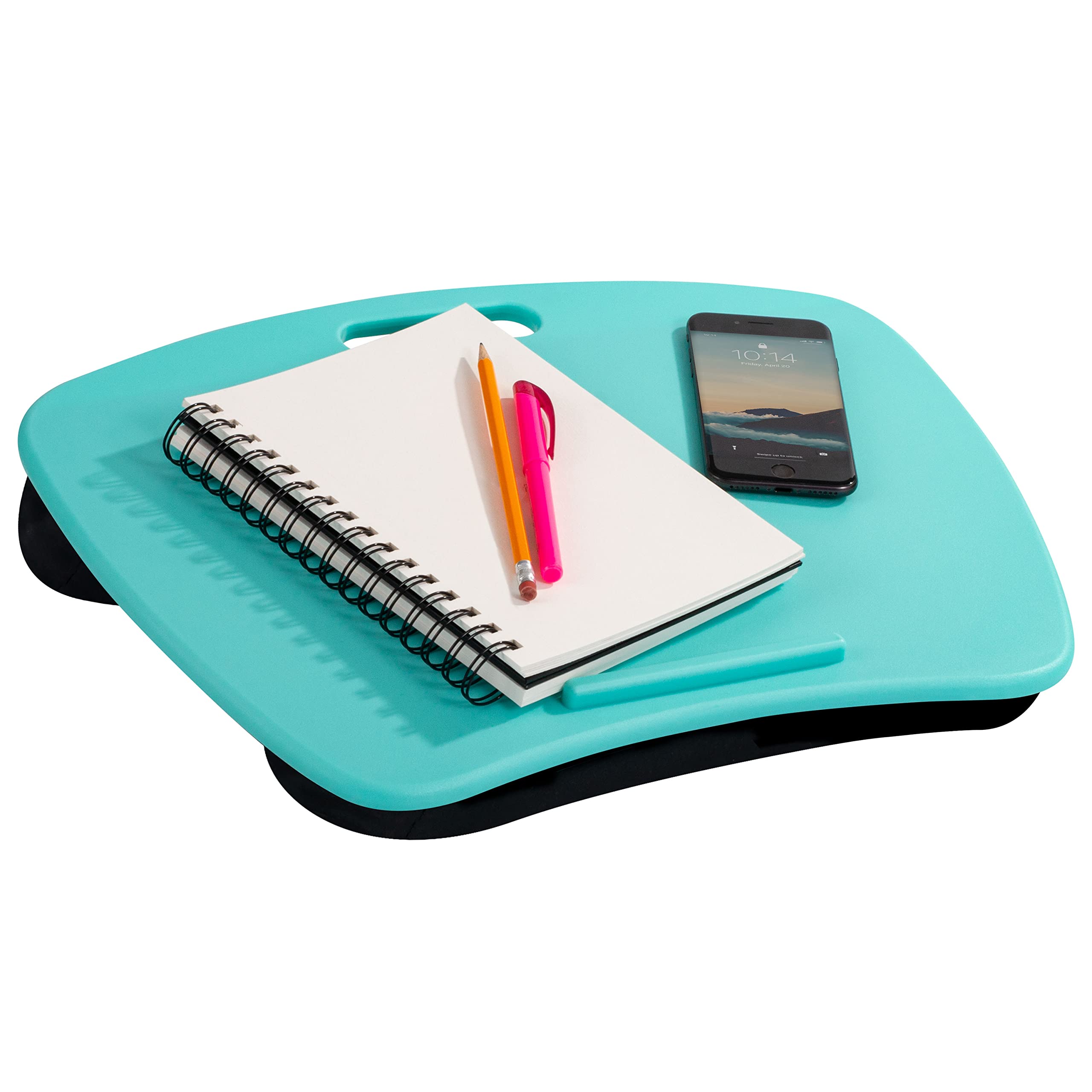 LapGear Basic Lap Desk with Device Ledge & Cushion - Aqua Sky (Style 44309) - Portable Laptop Tray for Home, Office, or Bed Use - Ergonomic Design for Comfortable Computing