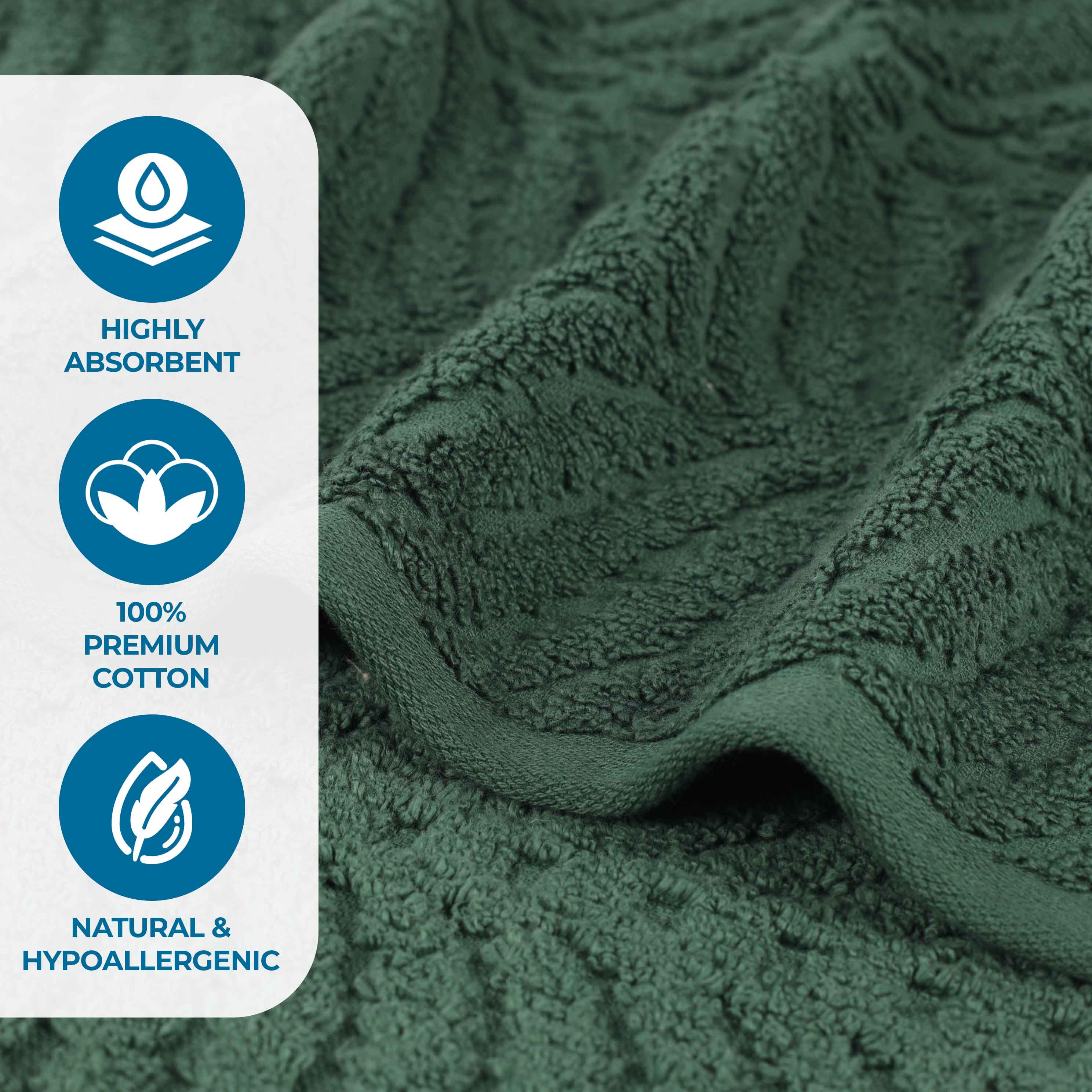 Premium Zero Twist Cotton Jacquard Chevron Face Towels - Set of 12 | Ultra Soft Bath & Hand Towels for Spa, Guest Bathroom & Luxury Home Decor