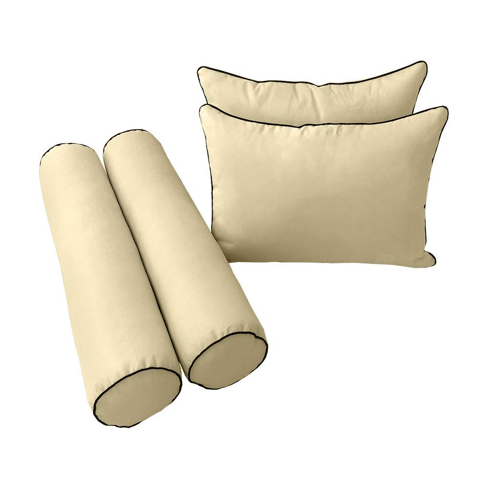 Prolinemax Style4 Queen Size 5-Piece Outdoor Daybed Set with Contrast Piping - Includes Mattress, Cushions & Bolster Pillows (AD103) - Perfect for Patio, Poolside, Garden or Backyard Relaxation