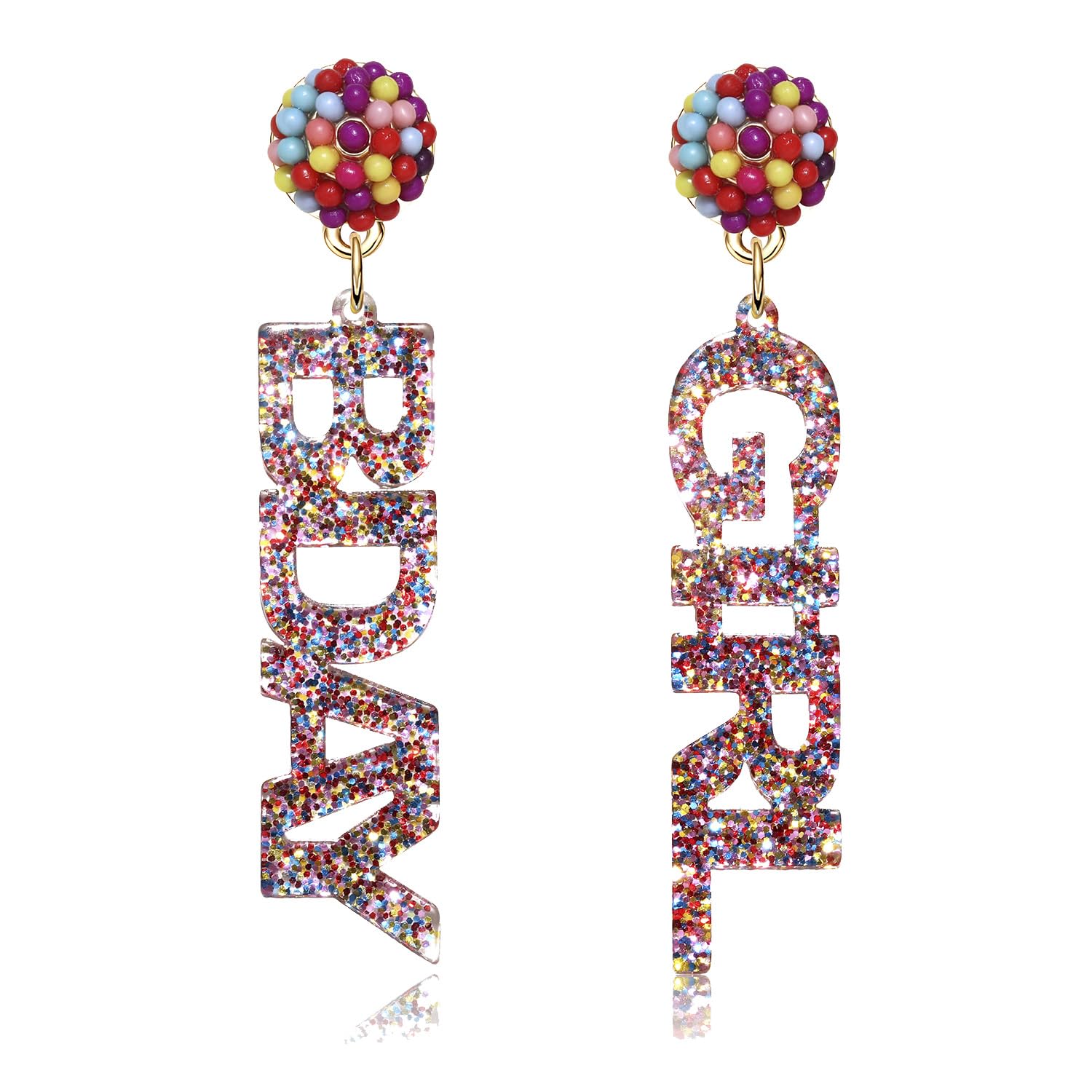 Birthday Earrings for Women - Beaded Glitter BDAY Letter Dangle Earrings | Acrylic Happy Birthday Jewelry | Party Gifts for Her | Perfect for Birthday Celebrations, Holiday Parties & Special Occasions