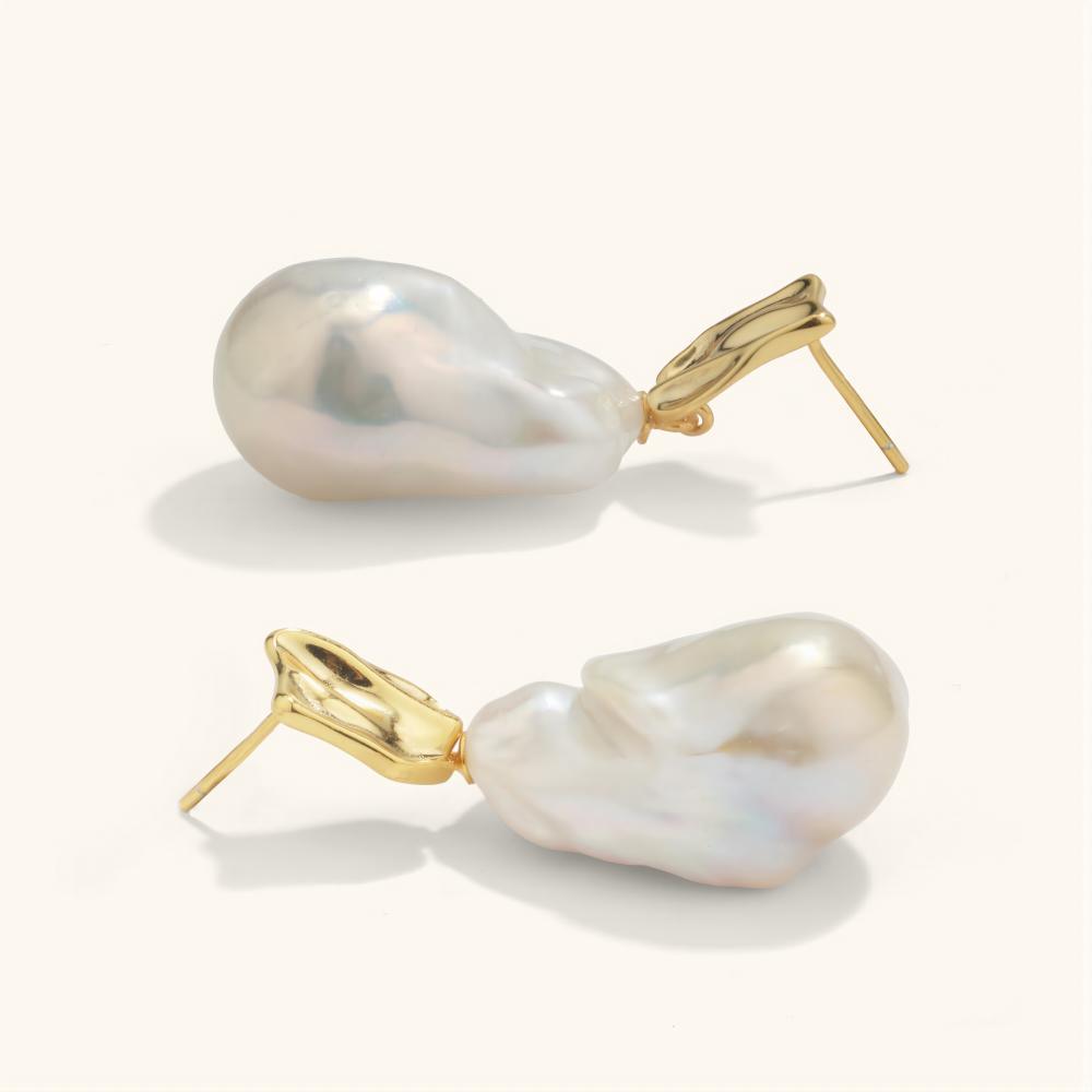 Exquisite Large Baroque Pearl Drop Earrings - Handmade Vintage Style Jewelry for Women | Perfect for Weddings, Parties & Special Occasions