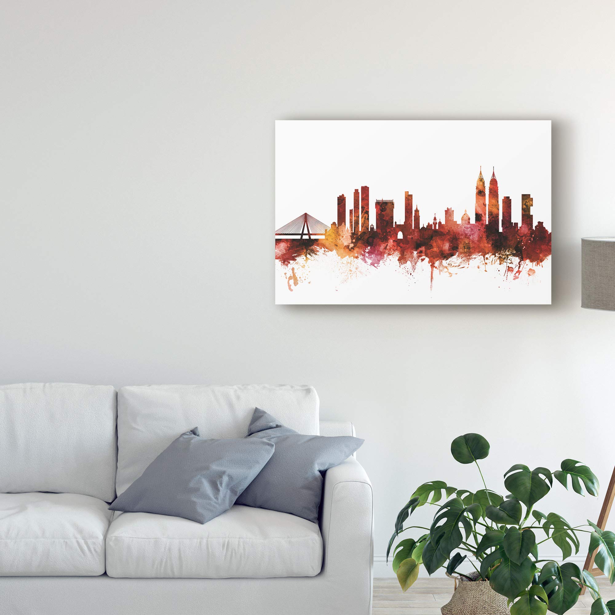 Michael Tompsett Mumbai Skyline India Bombay Red Art Print - 16x24 Inches - Premium Trademark Fine Art - Perfect for Home Decor, Office Wall Art & Gift Ideas