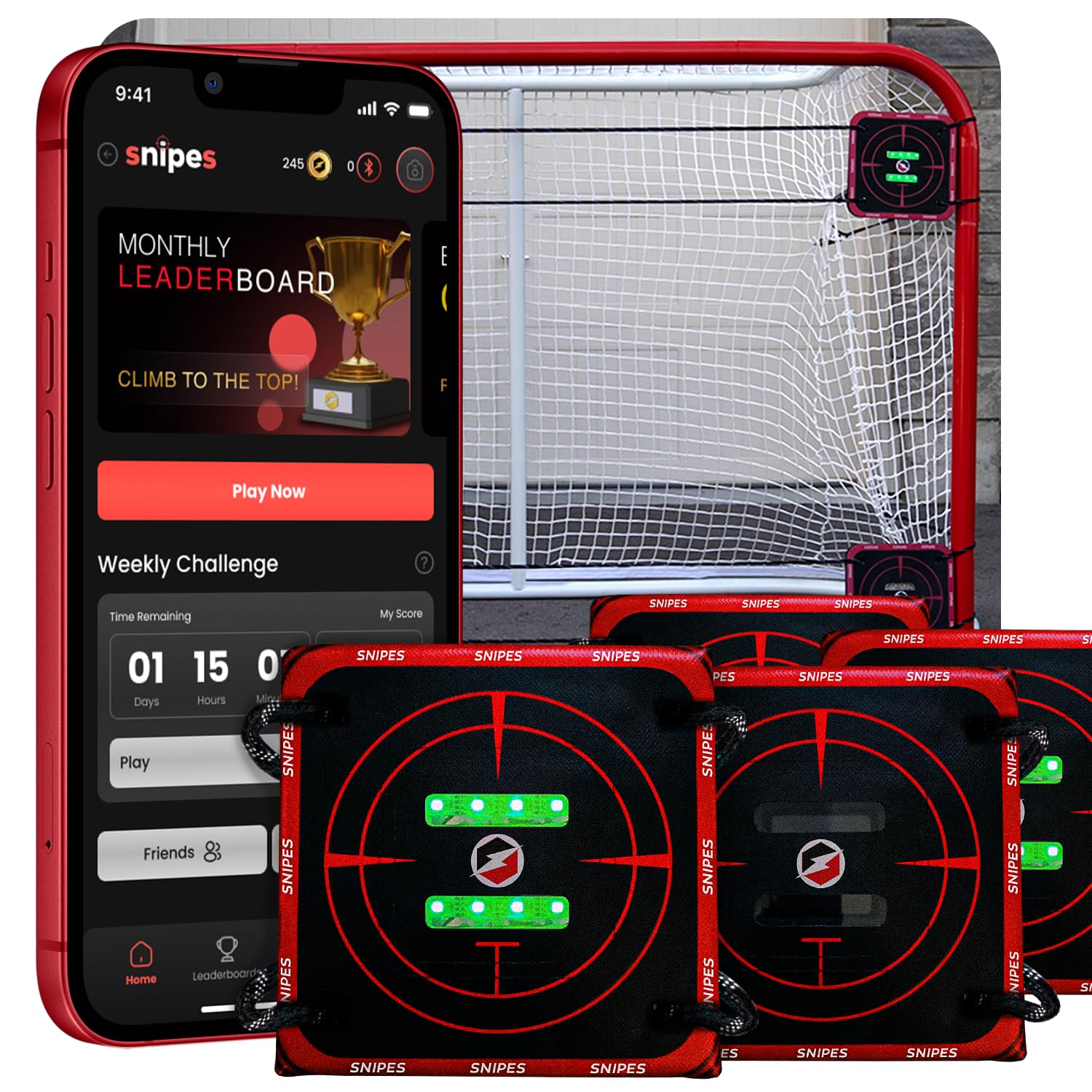 Bolt Sports Snipes 2.0 Electronic Hockey Goalie Target - Portable Shooting Trainer with Smartphone App for Solo & Multiplayer Practice | Perfect for Ice Hockey, Street Hockey & Backyard Training Drills