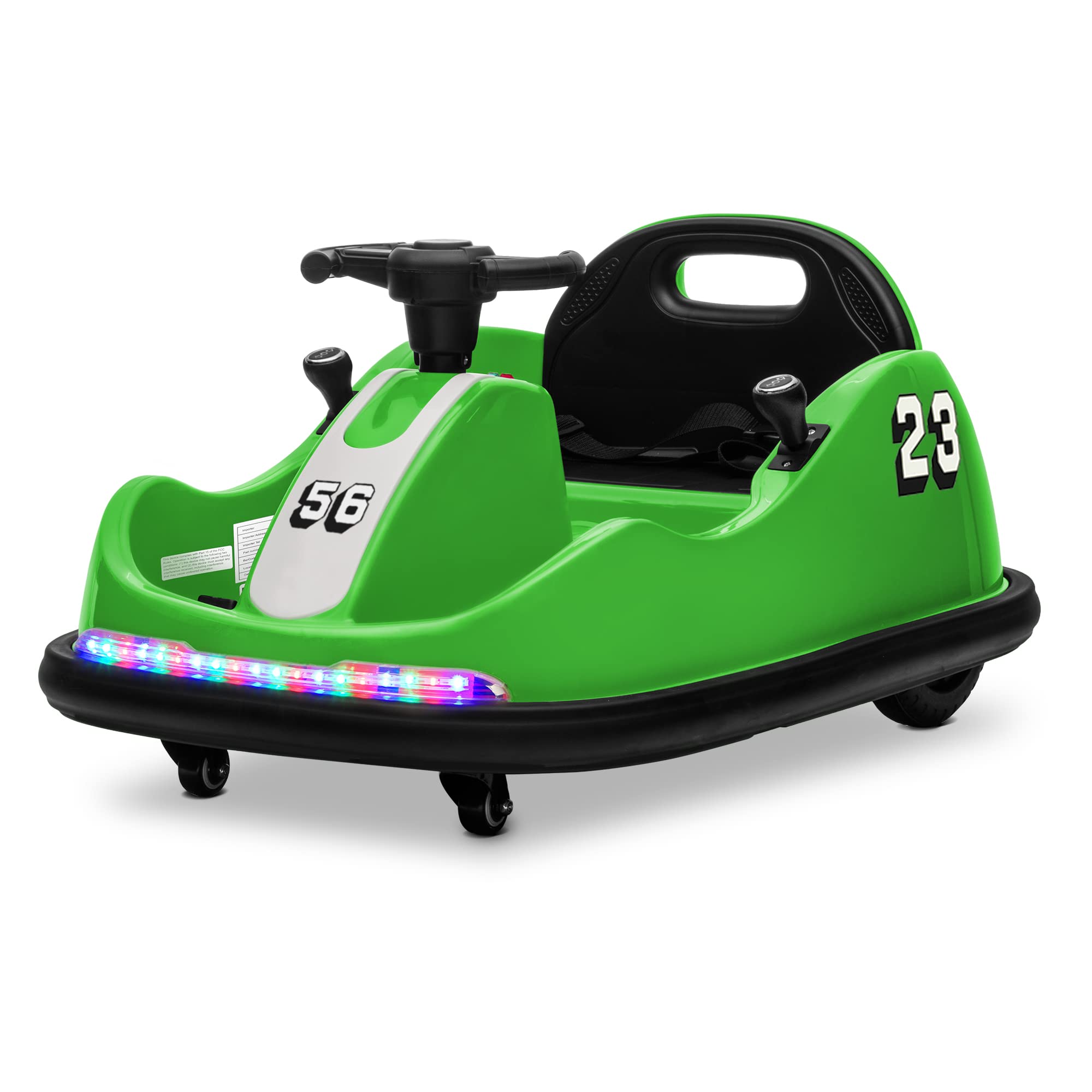 Kidzone 12V Ride On Bumper Car for Kids 1.5-6 Years - 2 Driving Modes (Steering Wheel & Joystick), 360° Spin, LED Lights & Remote Control - Perfect for Indoor/Outdoor Play, Birthday Gifts & Toddler Entertainment