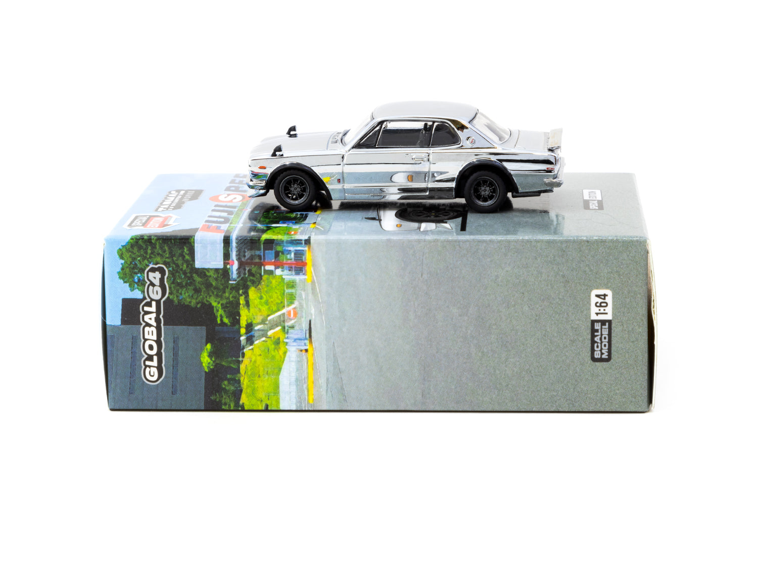 Tarmac Works 1/64 Nissan Skyline HT 2000GT-R Silver Chrome Japan Special Edition Diecast Model Car - Perfect for Collectors & Car Enthusiasts Display