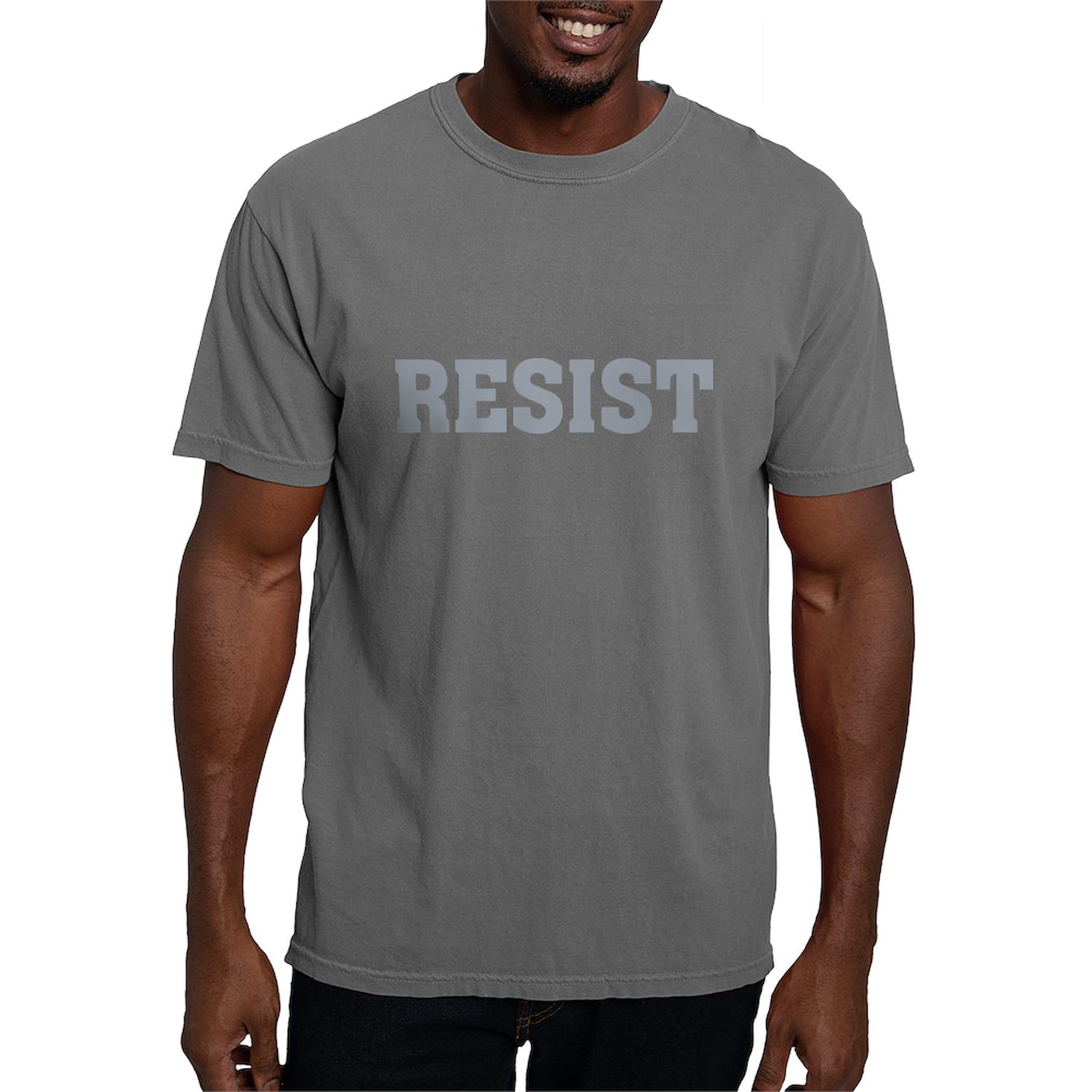 Resist Typography Grey T-Shirt for Men | Comfort Colors Casual Tee | Protest Graphic Shirt for Streetwear & Activism