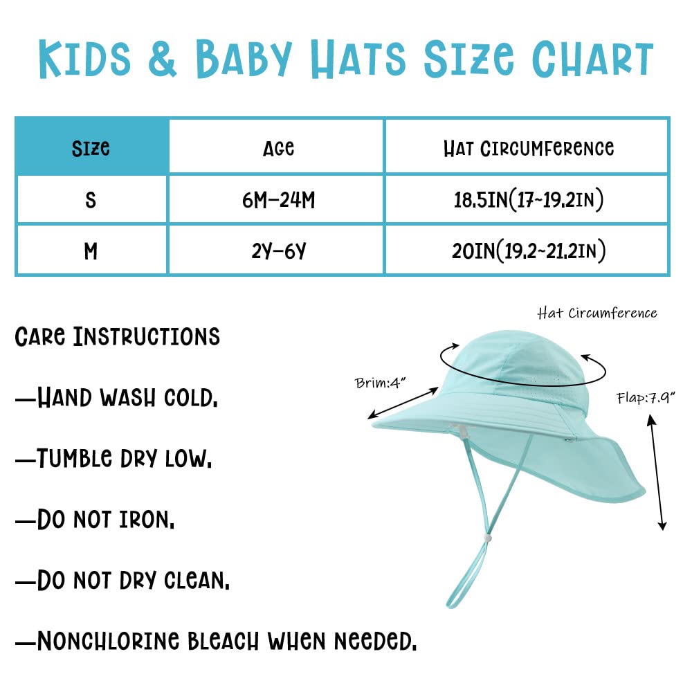 Zsedrut Toddler Summer Hat with Neck Flap - Waterproof Kids Swim Hat for Boys & Girls - UPF 50+ UV Protection Sun Hat for Beach, Pool & Outdoor Activities