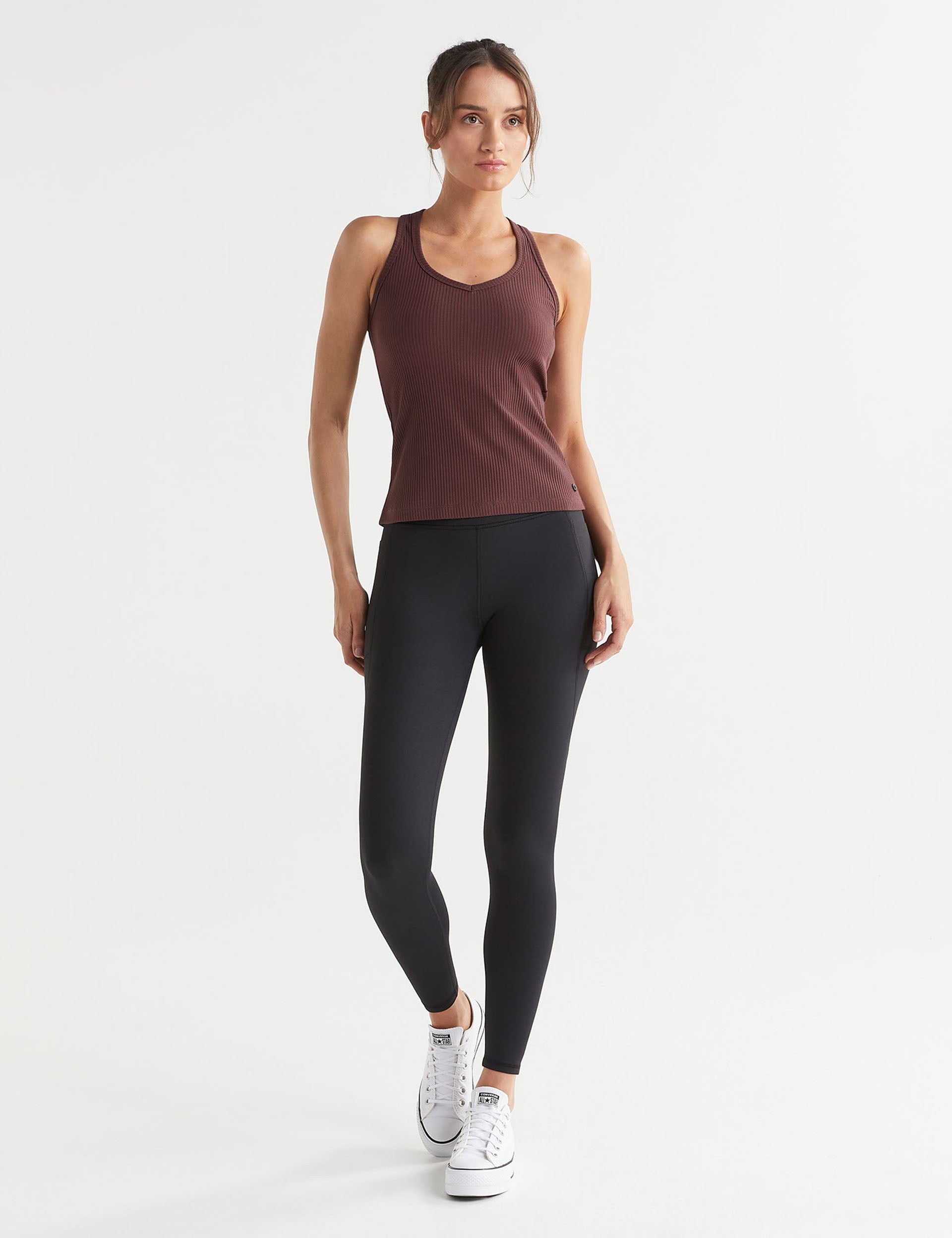 Leera Ribbed Tank Top for Women - Burgundy Red Sleeveless Shirt | Casual Summer Wear, Layering, Gym & Yoga Outfit