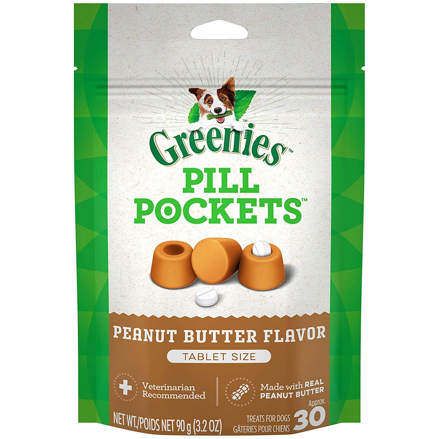 Greenies Pill Pockets for Dogs - 3 Pack (90 Tablets) | Peanut Butter Flavored Soft Dog Treats | Helps Hide Medication & Supports Dental Health | Perfect for Picky Eaters & Daily Oral Care