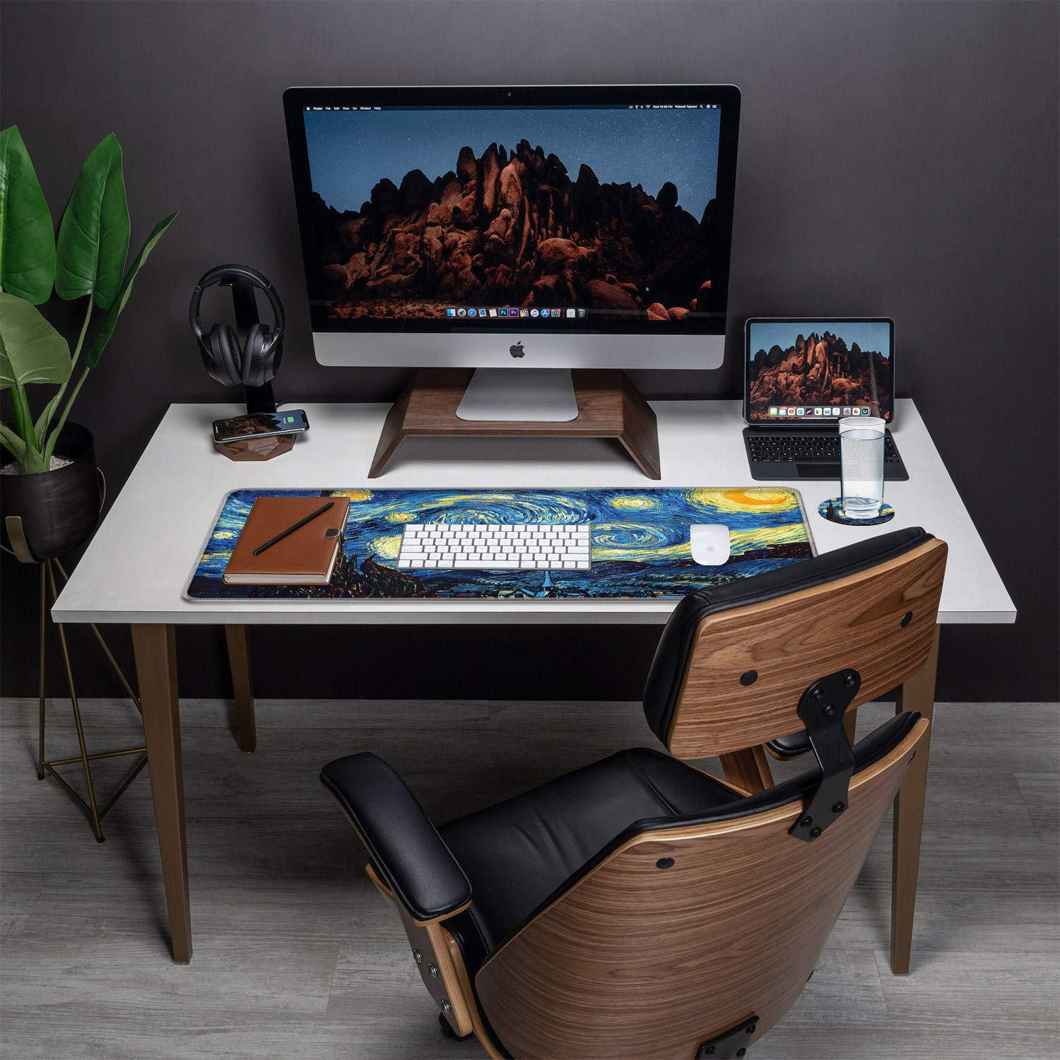 Large Gaming Mouse Pad with Stitched Edges - Waterproof Extended Desk Mat, Non-Slip Rubber Base (31.5