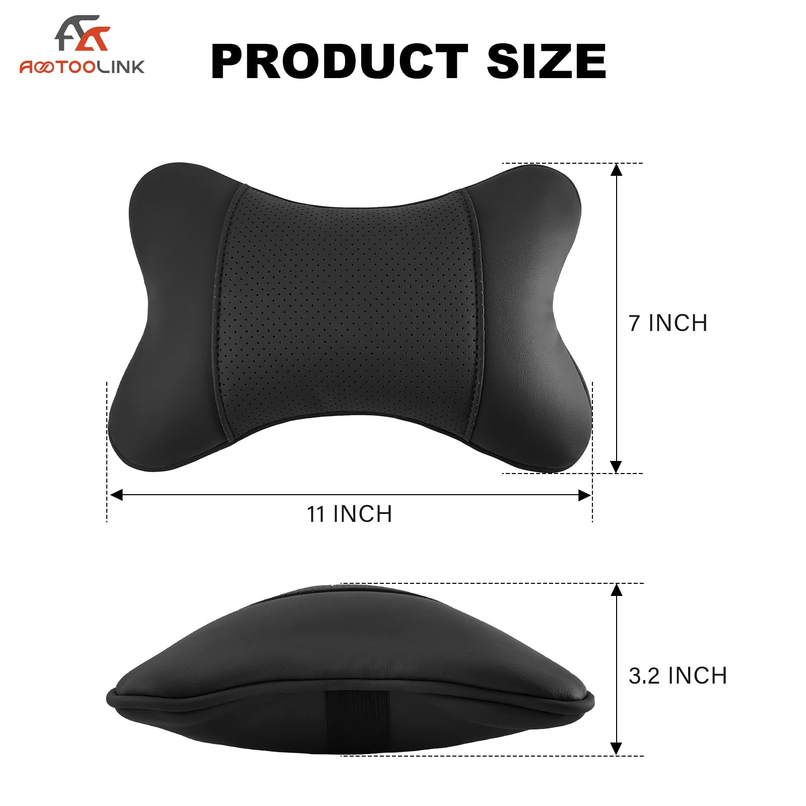 2 Pack Car Neck Pillow - PU Leather Automotive Headrest Pillow for Neck Pain Relief - Universal Car Travel Pillow (Black) - Perfect for Long Road Trips & Commuting Comfort