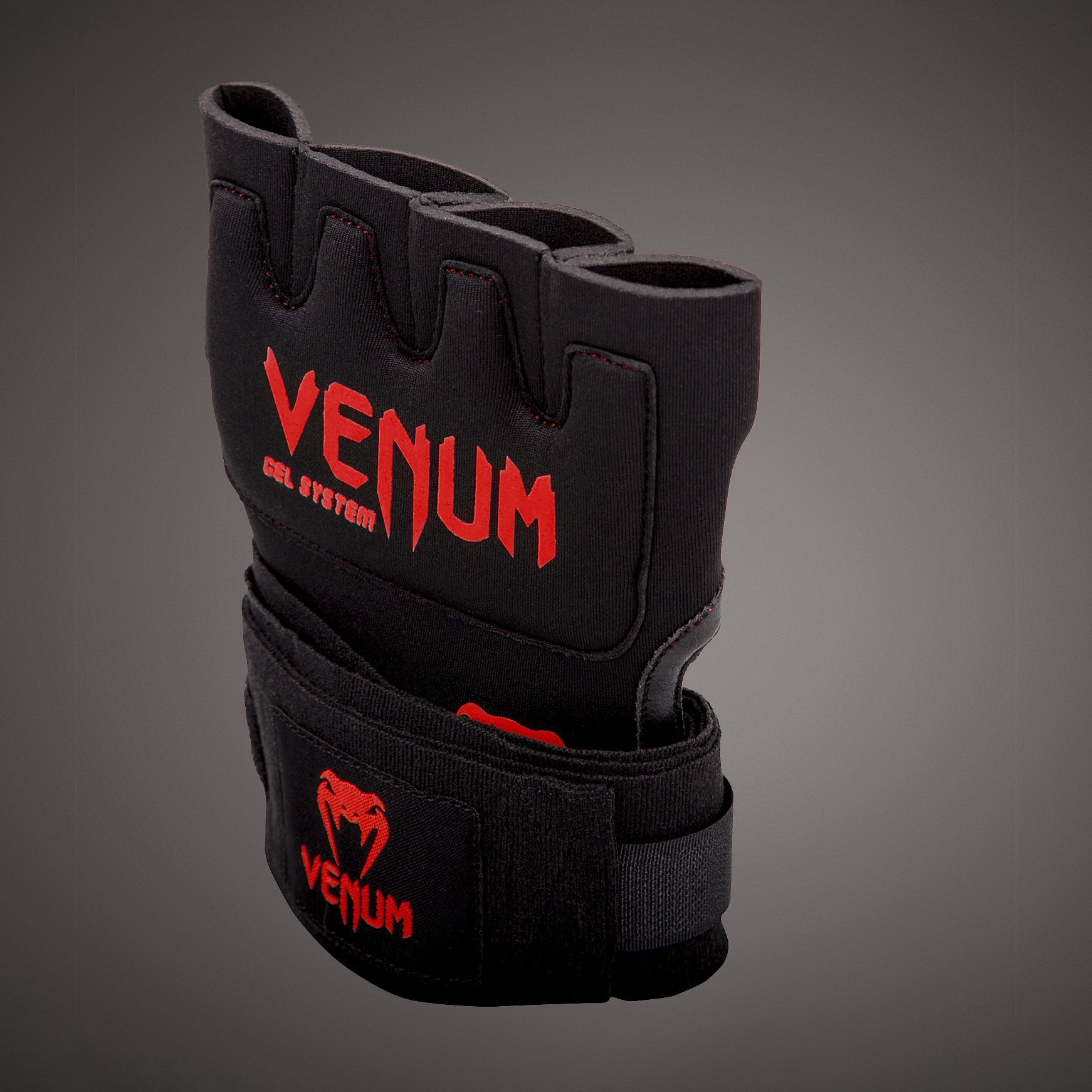 Venum Gel Kontact Quick Wraps - Black/Red MMA Hand Wraps for Boxing, Muay Thai & Kickboxing Training - Secure Wrist Support & Knuckle Protection