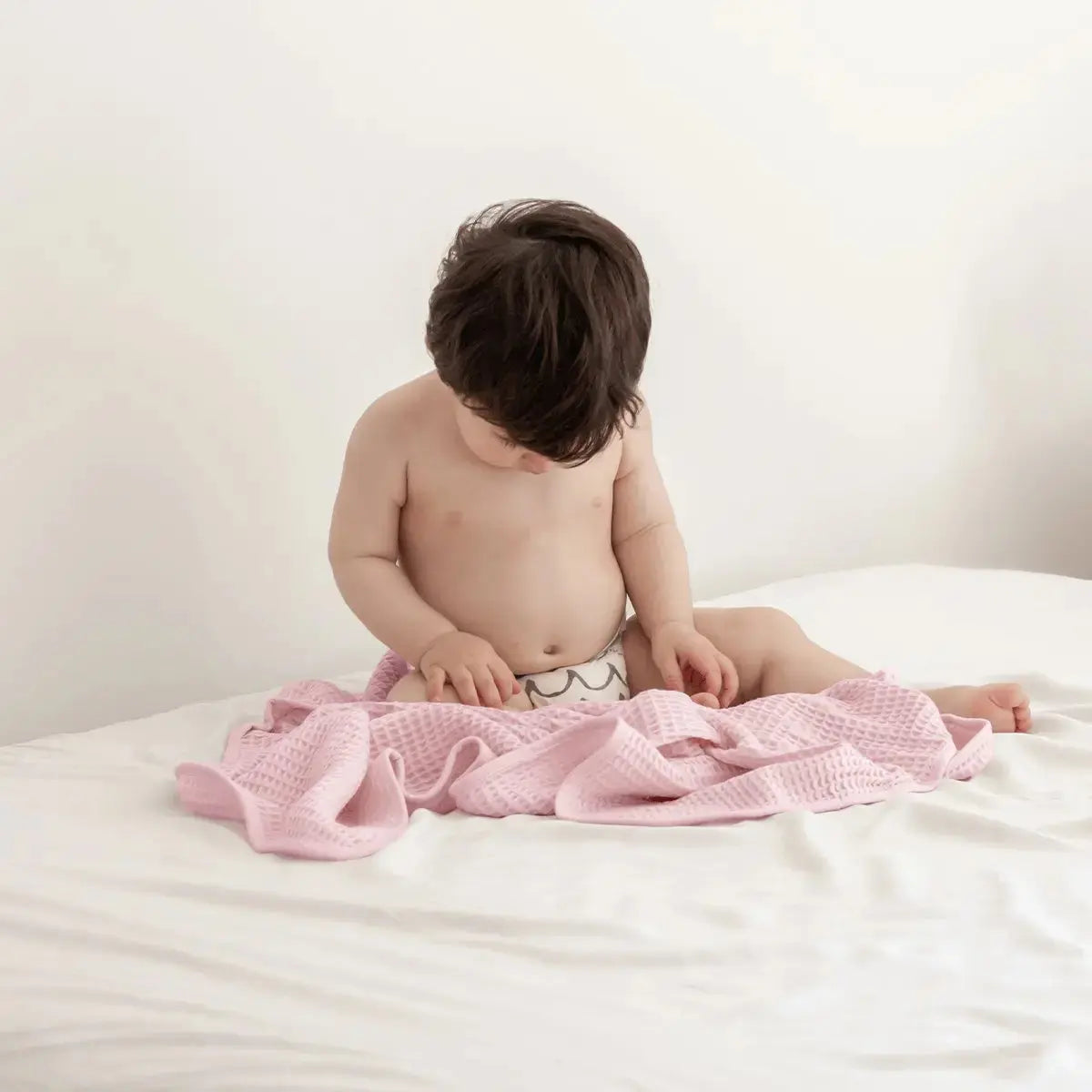CleanBamboo® Waffle Weave Hooded Baby Towel - Soft & Absorbent Newborn Bath Towel for Infants & Toddlers - Perfect for Post-Bath Snuggles, Swimming & Spa Time