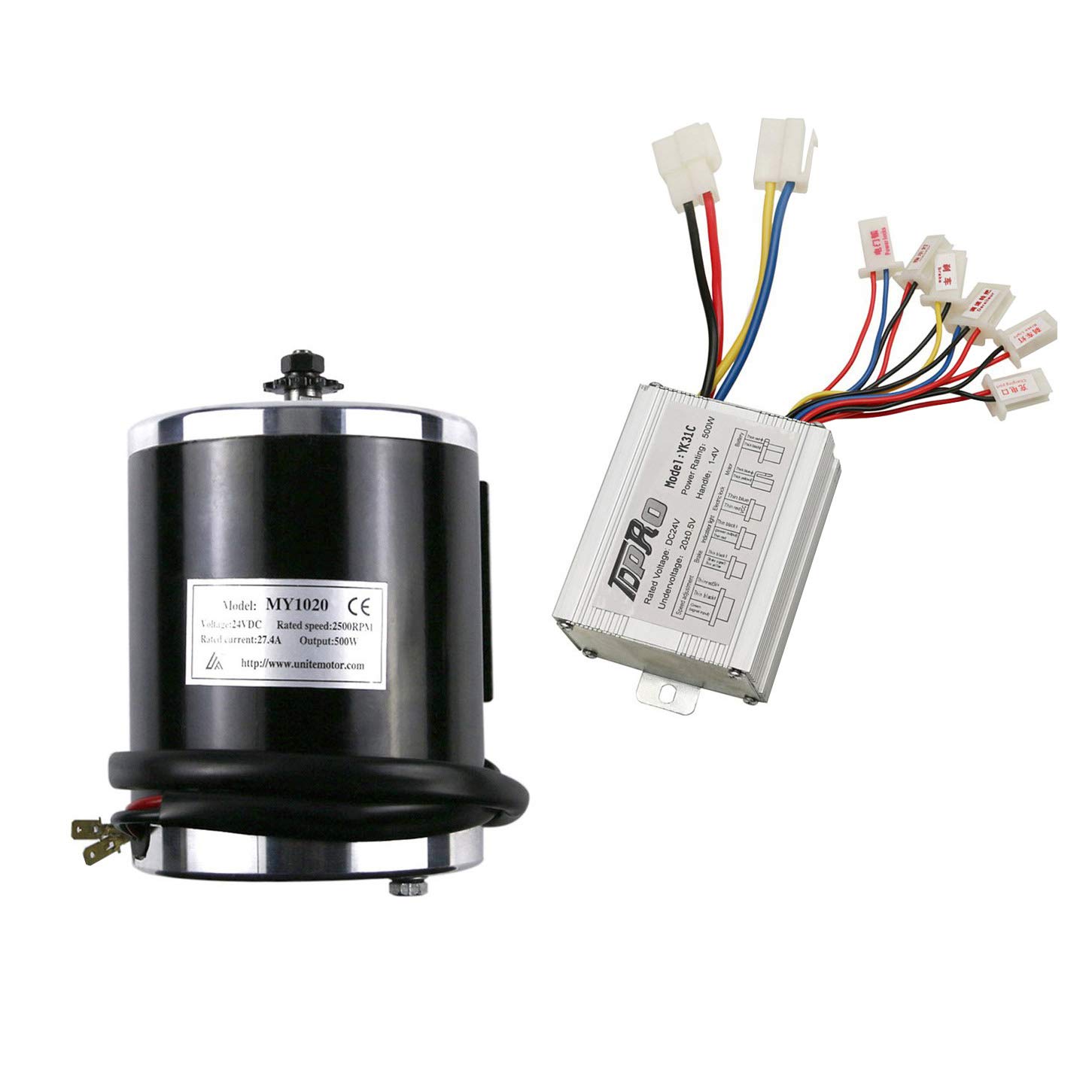 24V 500W Brushed Speed Motor & Controller Kit - High Performance for Electric Scooters, Go Karts, Bicycles, E-Bikes, Tricycles & Mopeds - Perfect for Commuting, Off-Road Adventures & DIY Projects