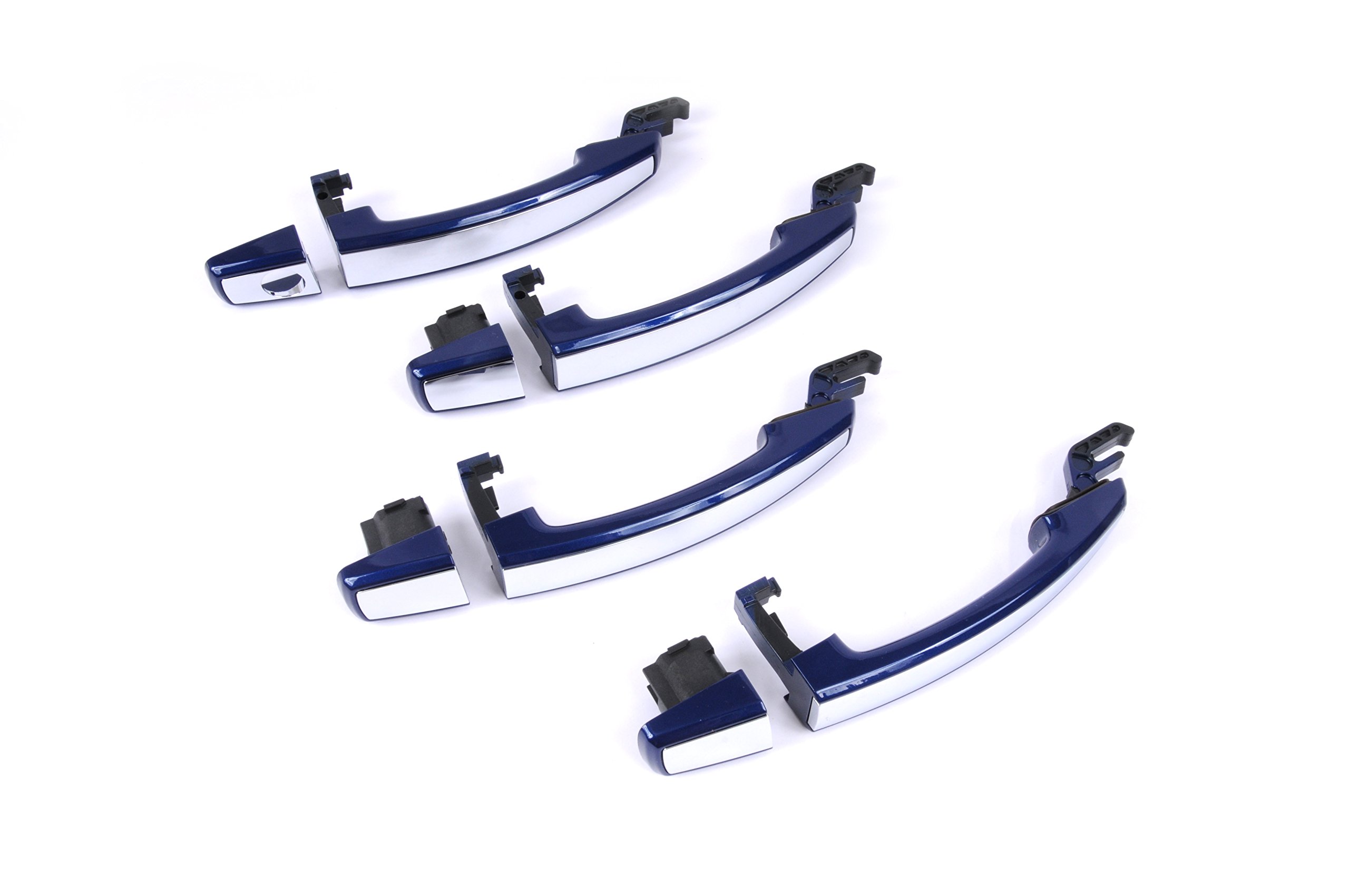 GM Accessories 95938935 Front & Rear Door Handles - Luxo Blue Metallic with Chrome Strip | Durable Replacement Handles for Chevy, GMC Trucks & SUVs | Easy DIY Installation for Car Door Upgrade