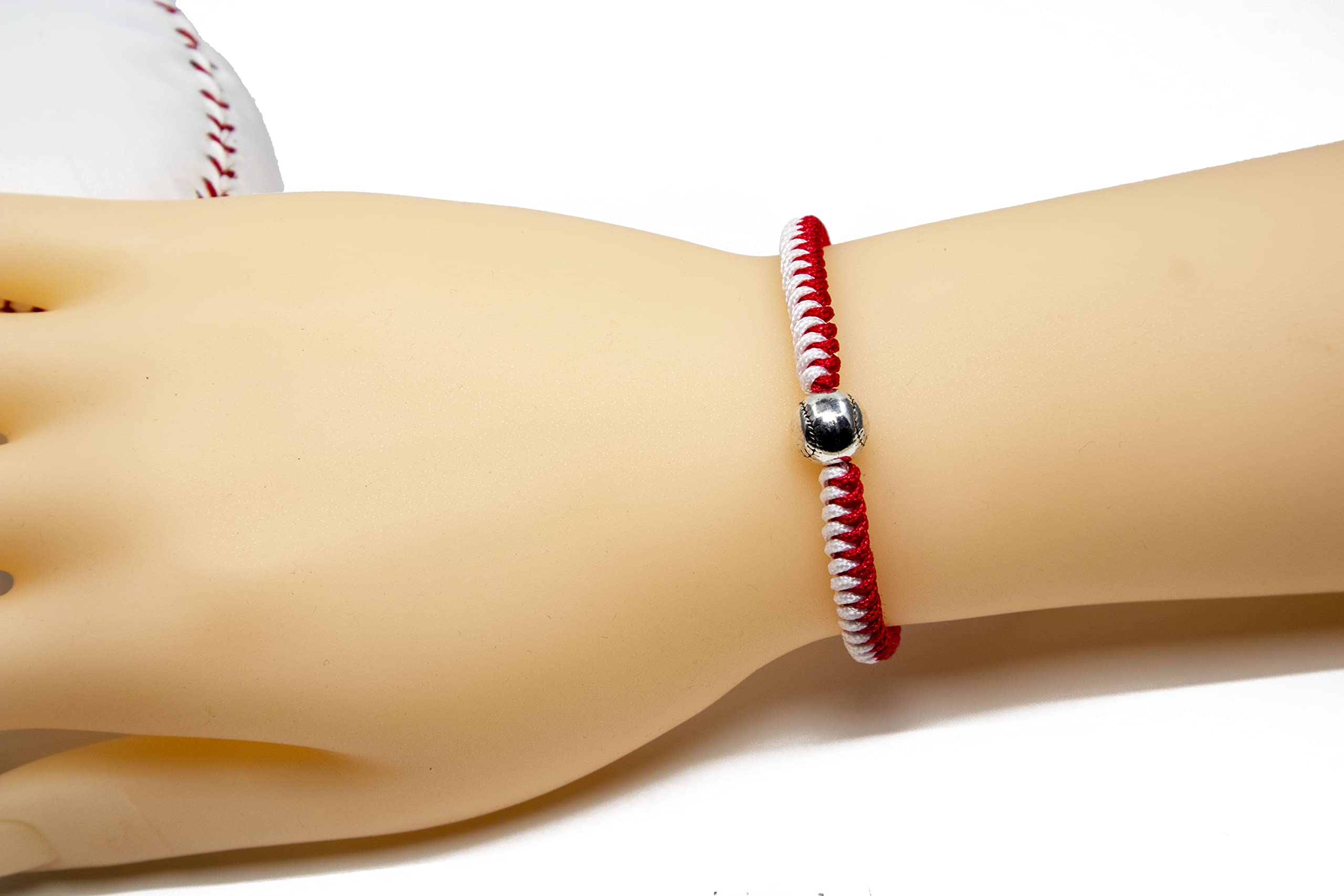 **Handmade Braided Baseball Bracelets - Adjustable Wristbands with Baseball Beads for Boys, Girls, Teens & Adults - Inspirational Sports Gifts (Red, 2PCS) - Perfect for Baseball Games, Team Spirit & Daily Wear**
