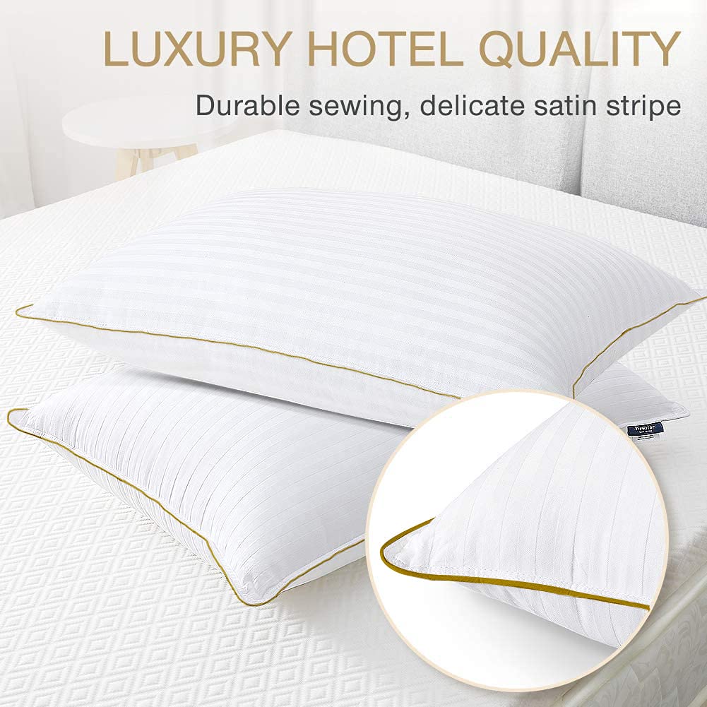MAPLE DOWN Queen Size Pillows 2 Pack - Cooling Cotton Hotel Quality Down Alternative Bed Pillows for Side & Back Sleepers - Soft Fluffy & Breathable (20x30 Inches) - Perfect for Home, Hotel, or Guest Room Comfort