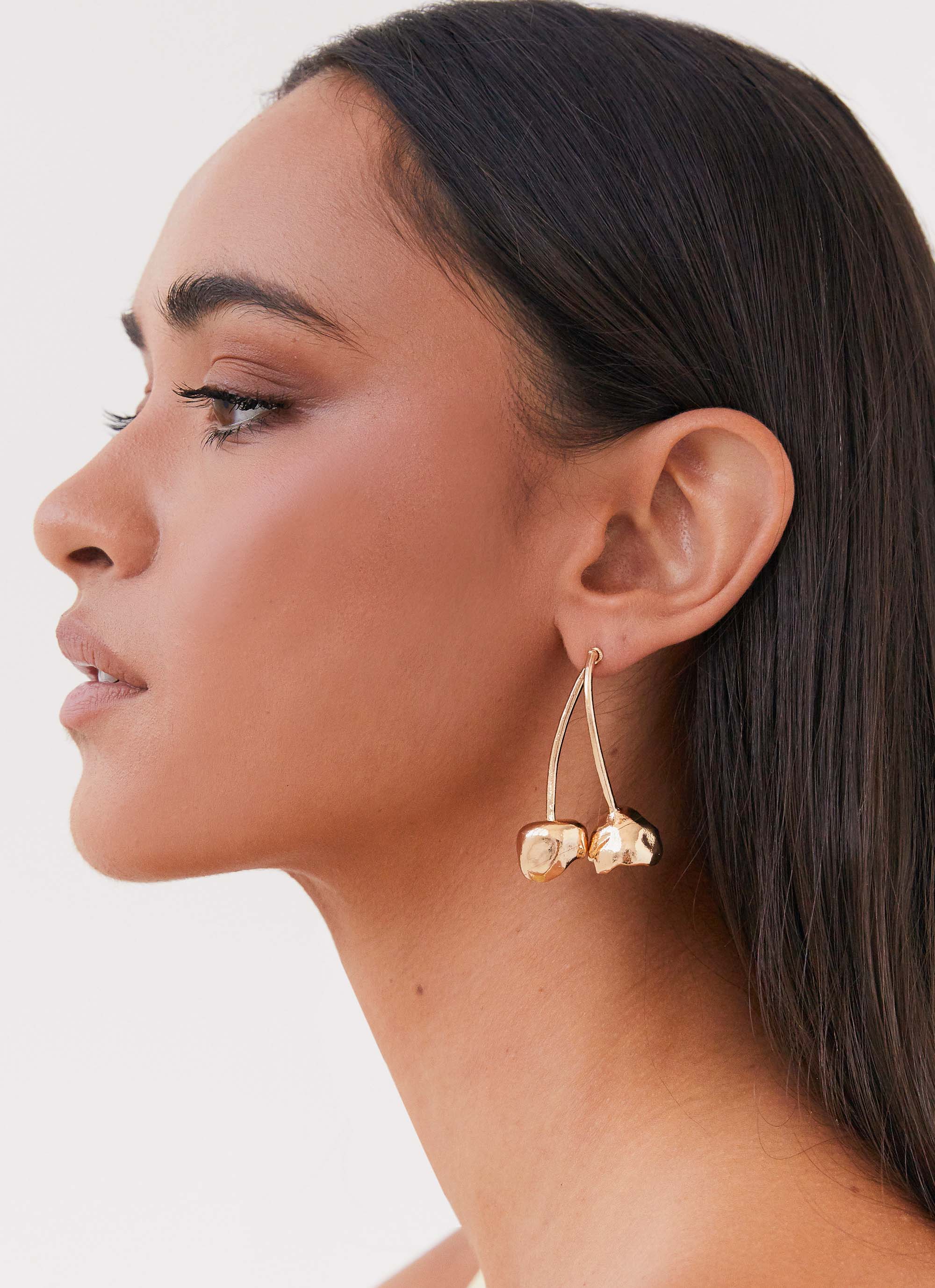 Cherry Forever Earrings - 14K Gold Plated Dainty Stud Earrings for Women, Perfect for Everyday Wear, Gift Giving & Special Occasions
