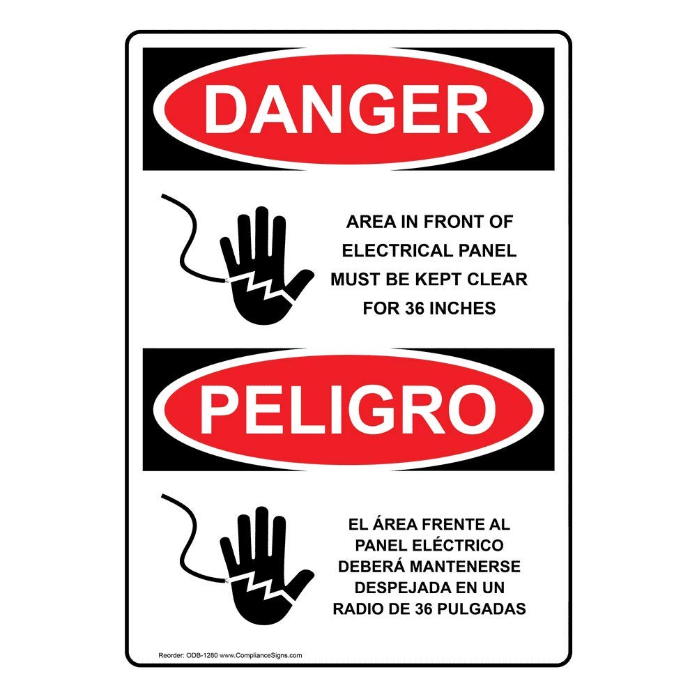 Danger Electrical Panel Sign - OSHA Safety Label 5x3.5in Vinyl 4-Pack - for Workplace Safety