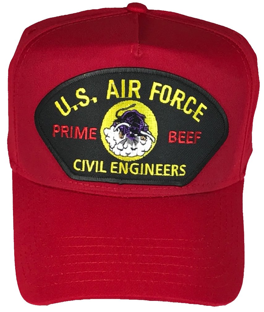 USAF Prime Beef RED Horse Veteran Hat - Red - Veteran Owned Business | Patriotic Military Cap for Veterans & Supporters | Perfect for Air Force Events, Veteran Appreciation Days & Patriotic Holidays